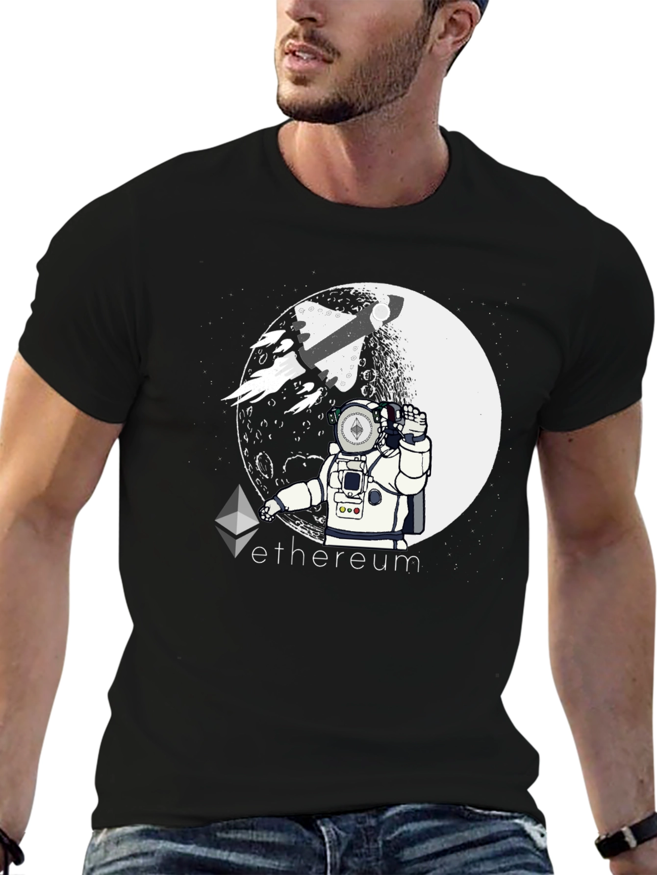 Ethereum Moon Astronaut Graphic T-Shirt