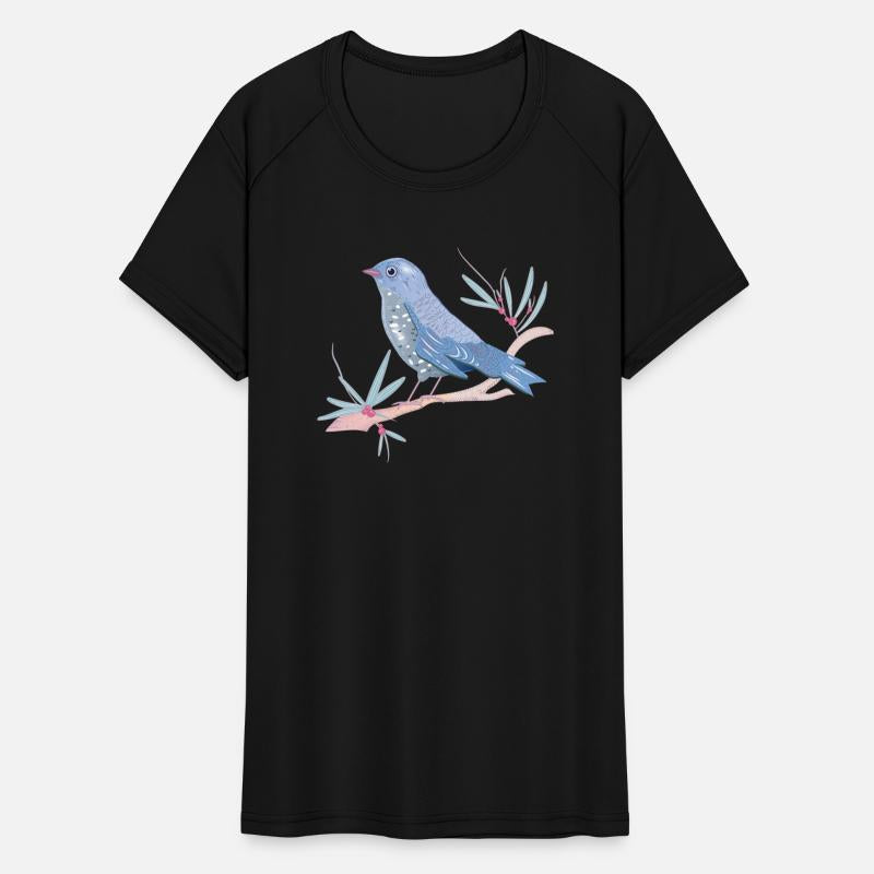 bluish bird with mistletoe in winter mood