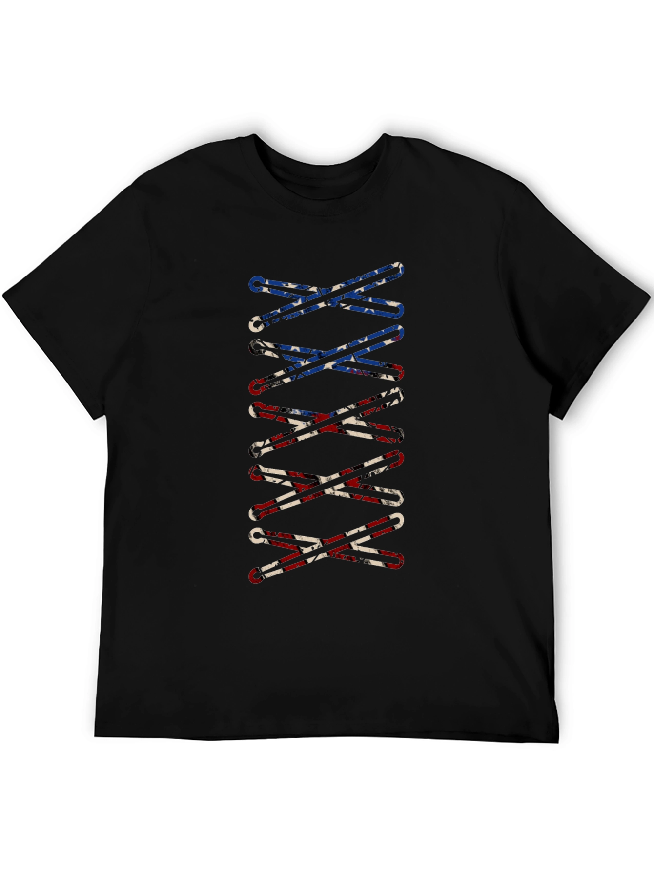 Confederate Flag Shoelace Print Black T-Shirt