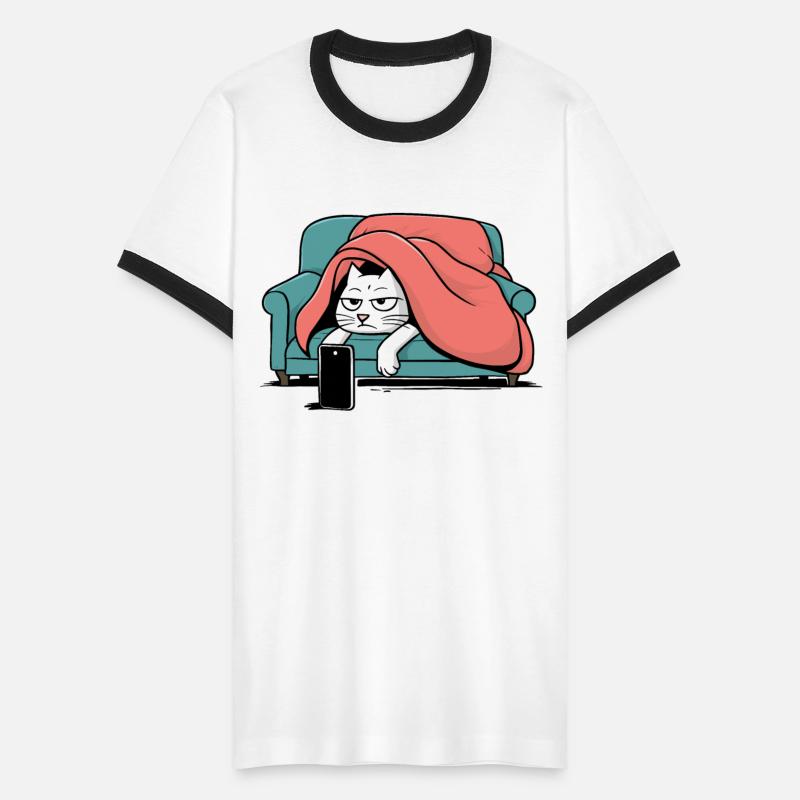 Bored Cat on Couch With Smart Phone