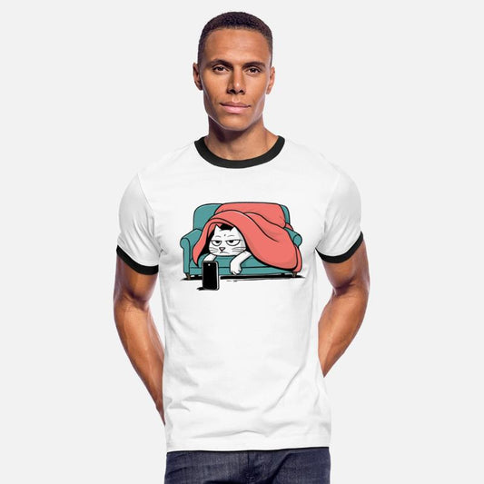 Bored Cat on Couch With Smart Phone