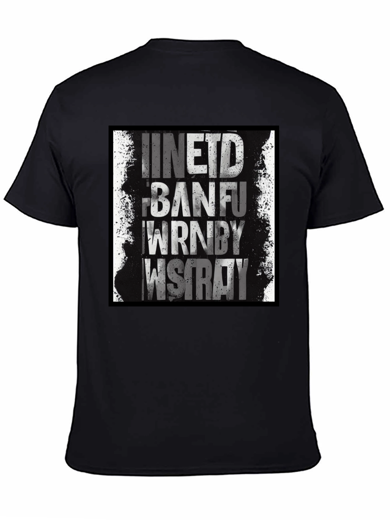 Grunge Text Graphic Black T-Shirt