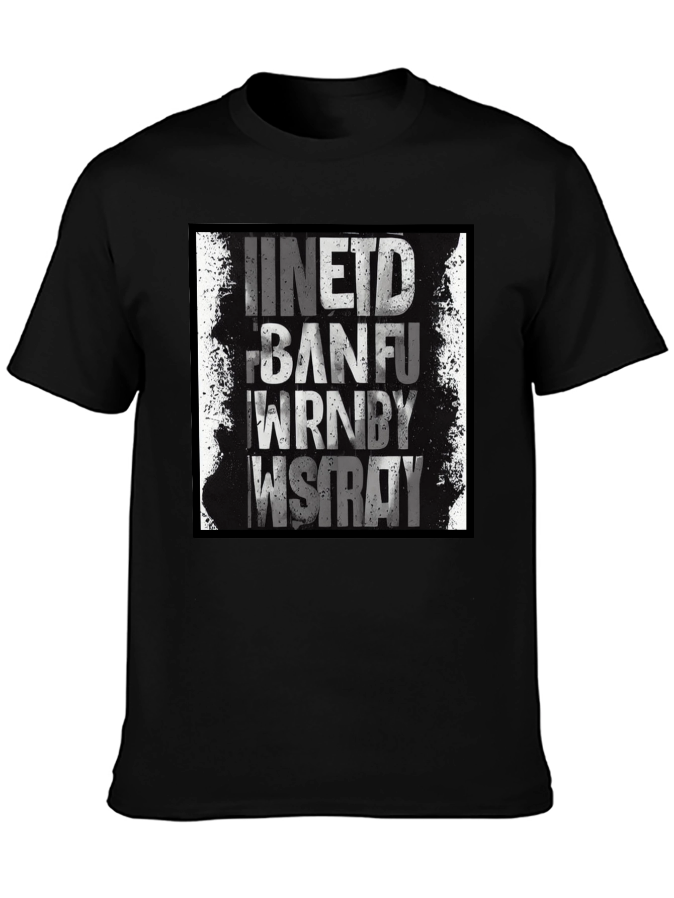 Grunge Text Graphic Black T-Shirt