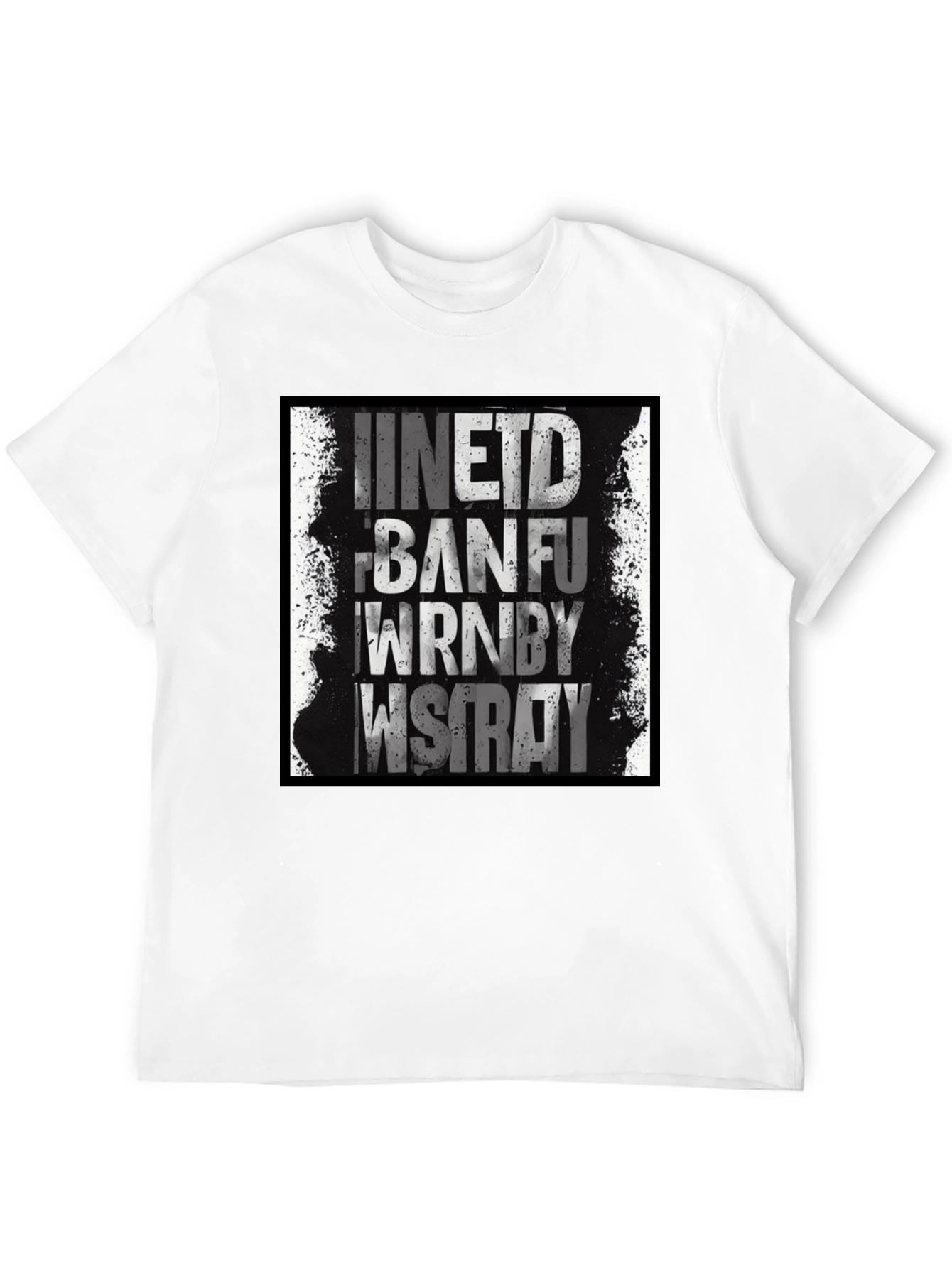 Grunge Text Graphic Black T-Shirt