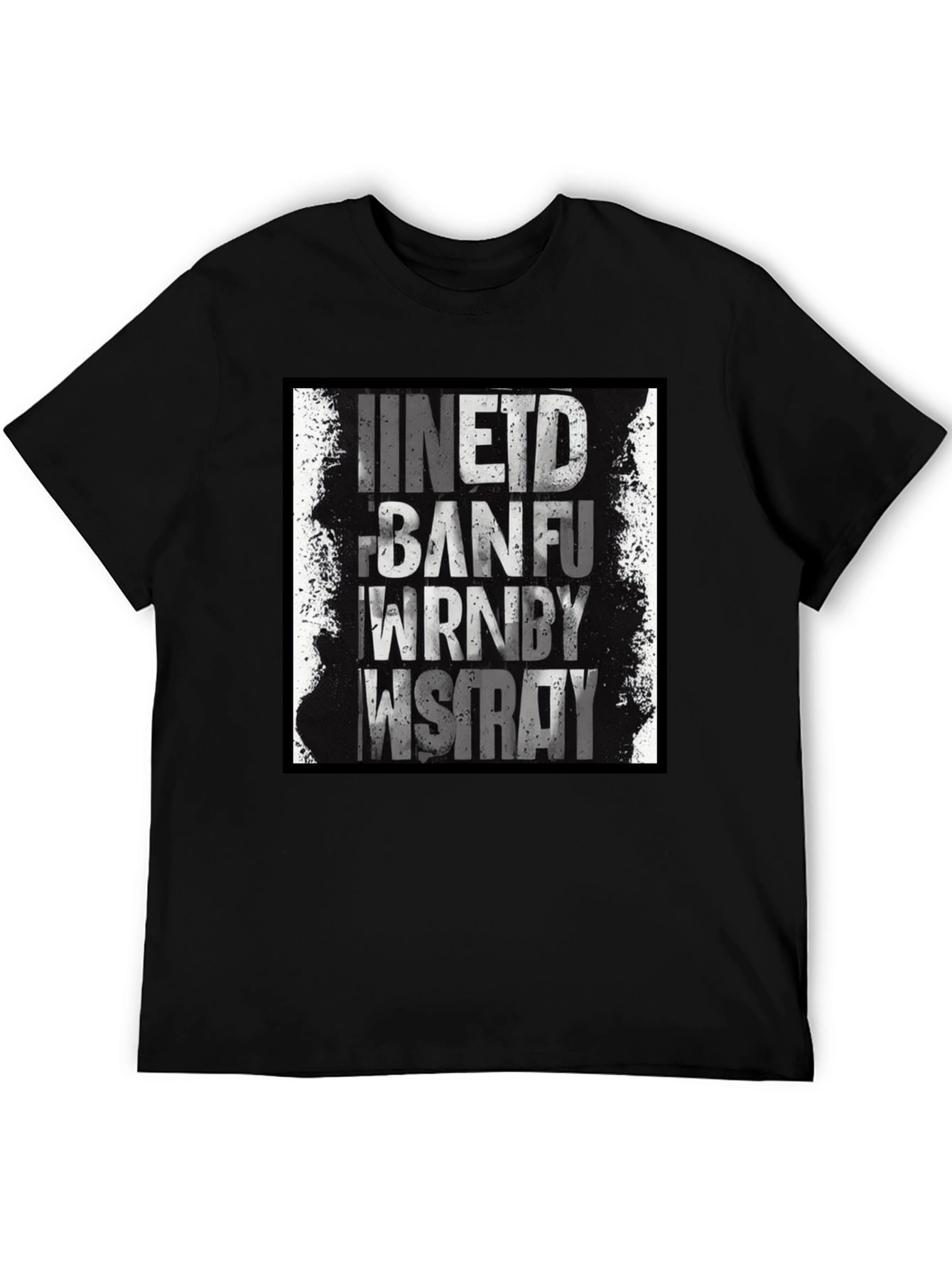 Grunge Text Graphic Black T-Shirt