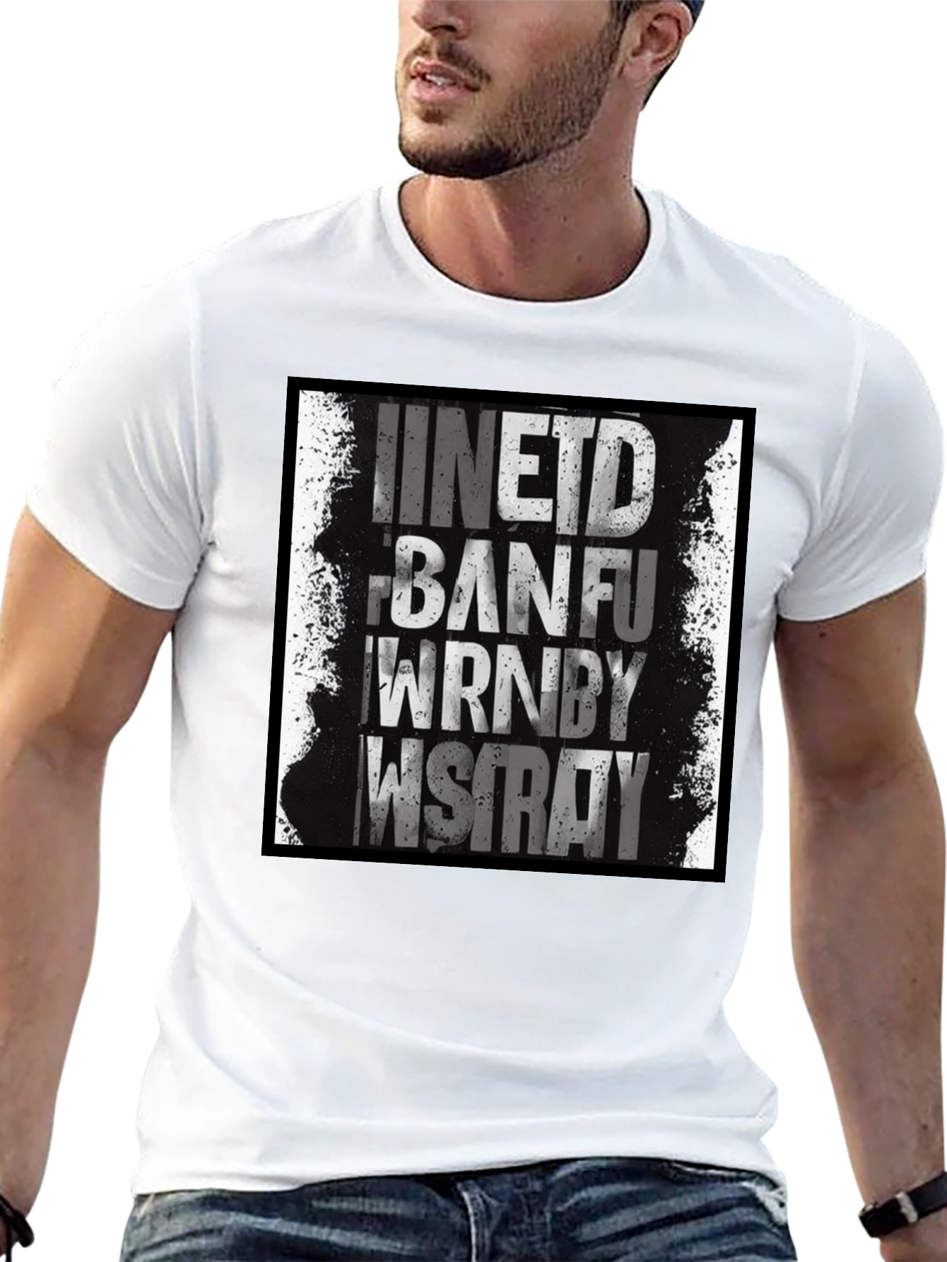 Grunge Text Graphic Black T-Shirt