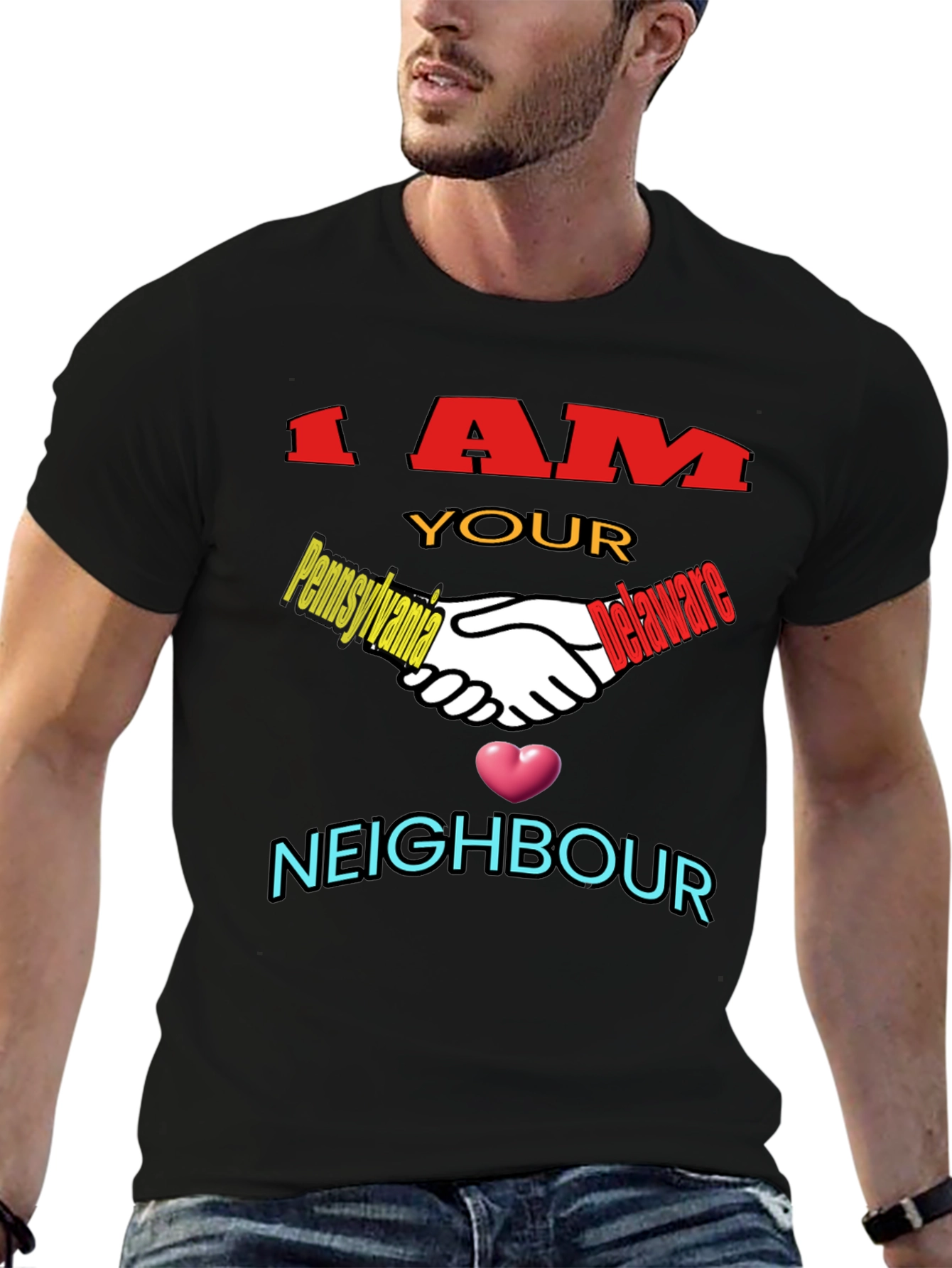 I AM YOUR NEIGHBOR Novelty Black T-Shirt