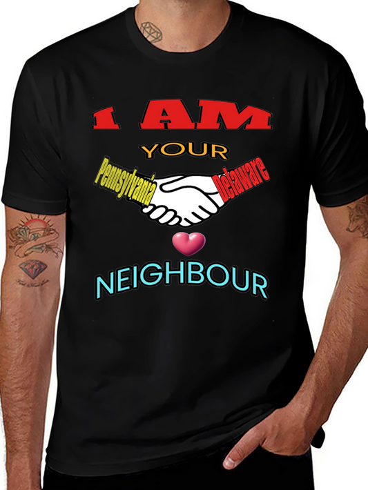 I AM YOUR NEIGHBOR Novelty Black T-Shirt