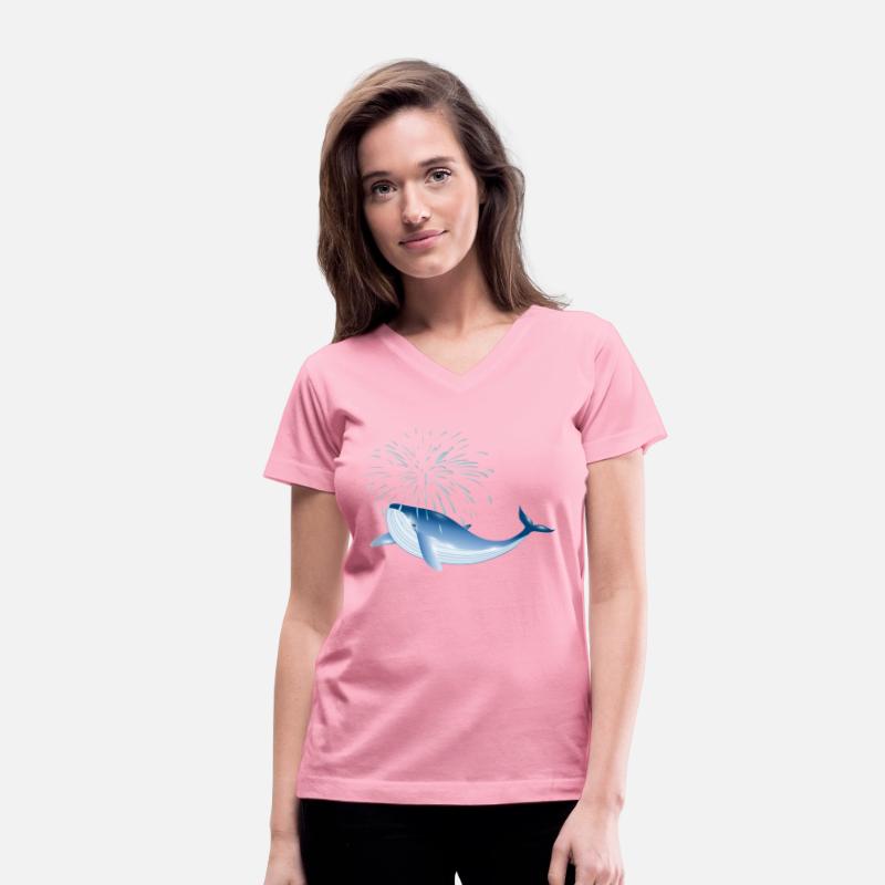 bright blue whale fish in the ocean with fountain