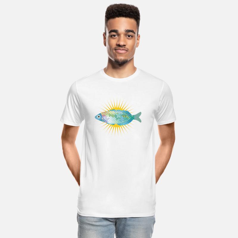 bright fish in soft pastel colors