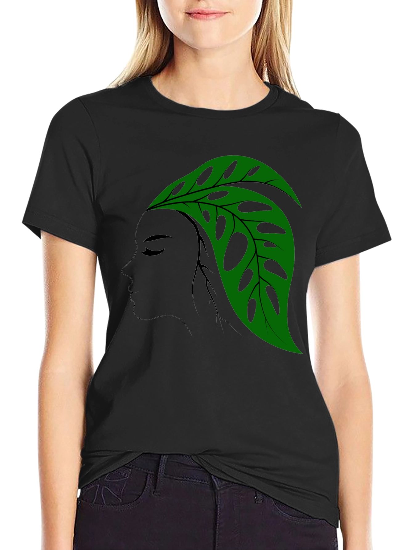 Monstera Leaf Lady Graphic T-Shirt