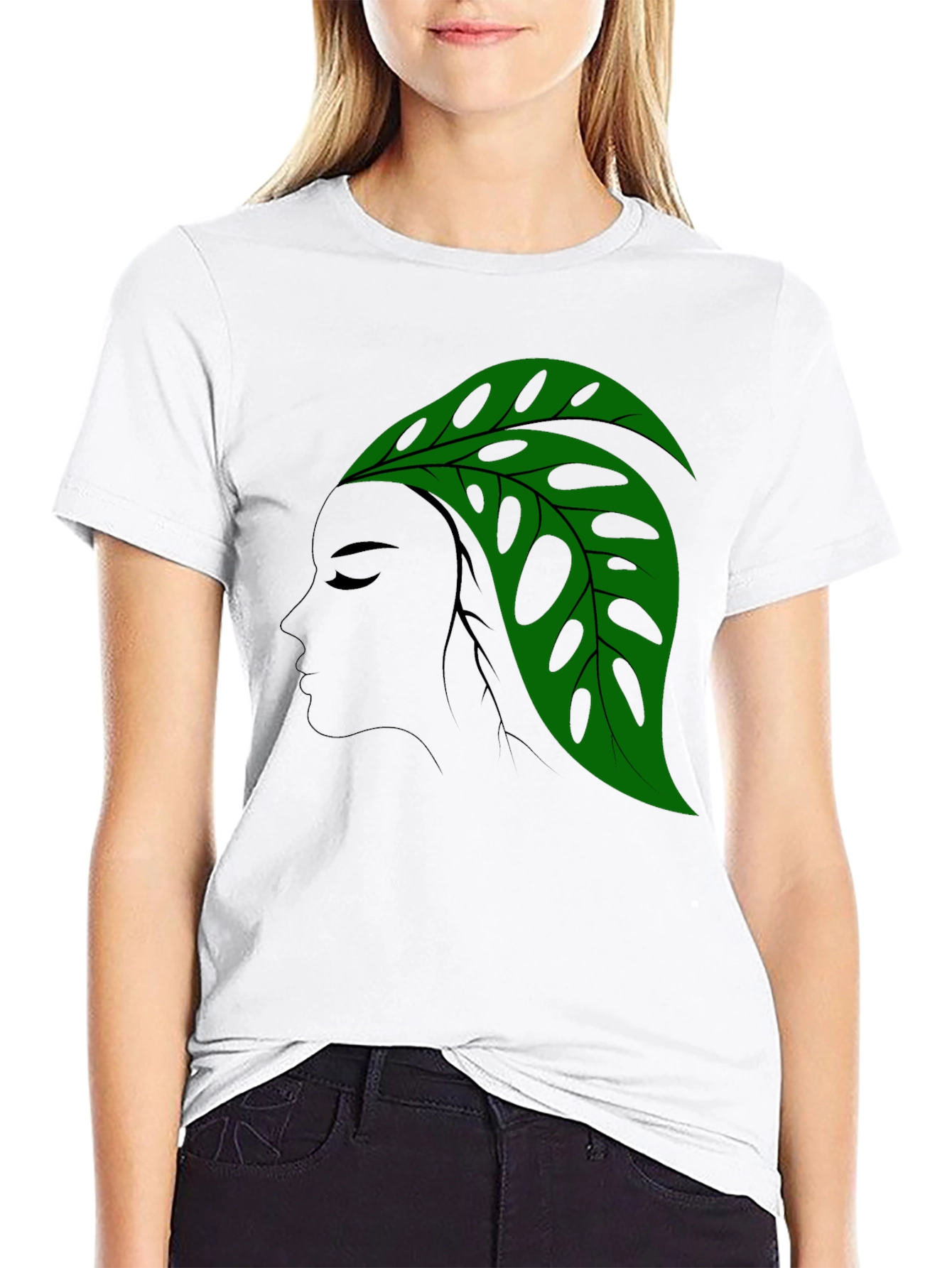 Monstera Leaf Lady Graphic T-Shirt