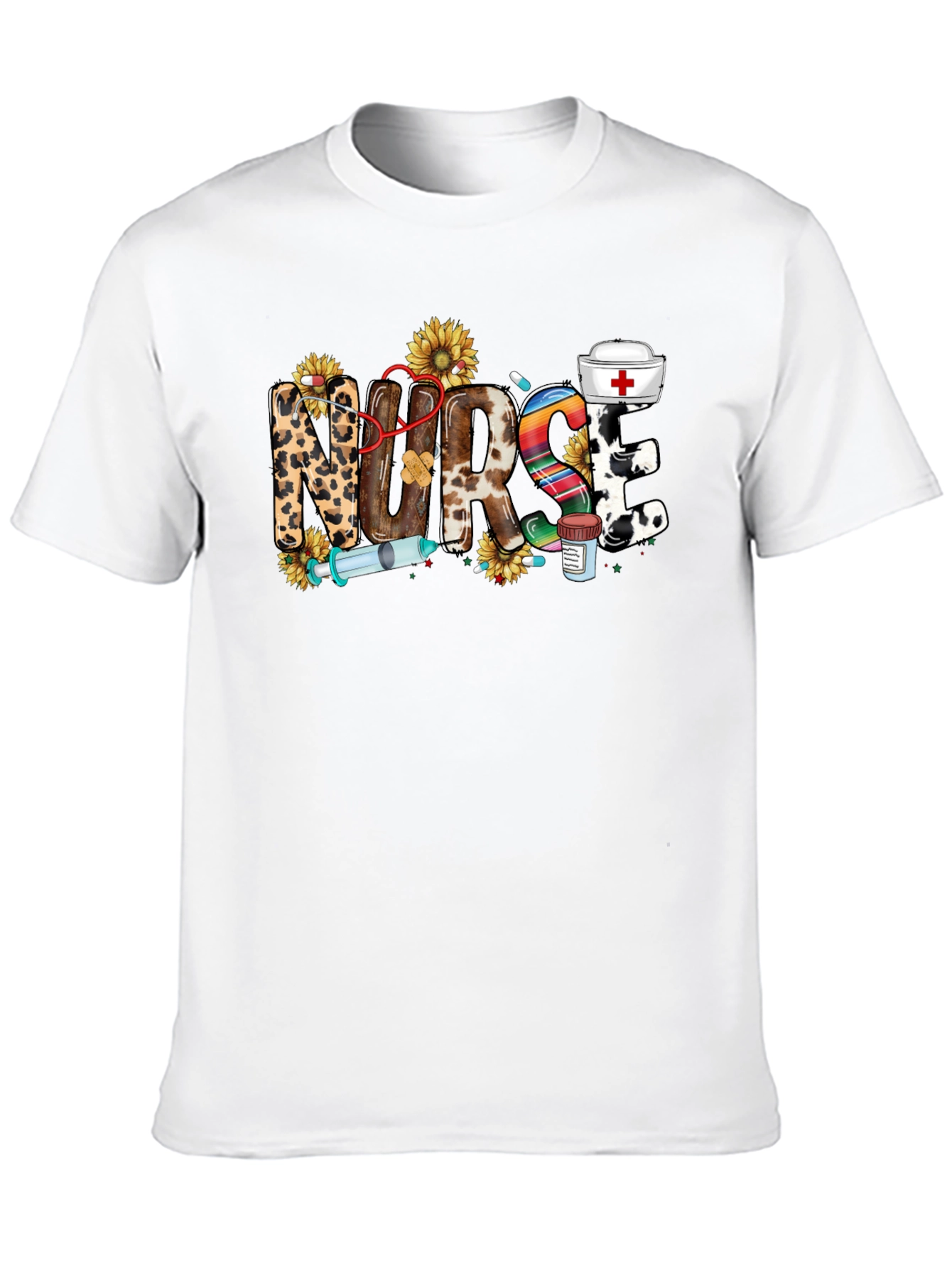 Nurse Themed Graphic Print Black T-Shirt