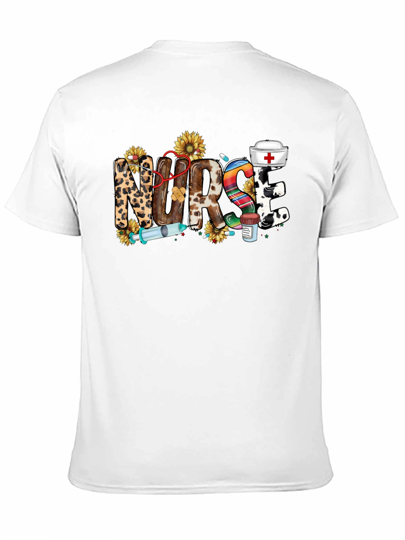 Nurse Themed Graphic Print Black T-Shirt