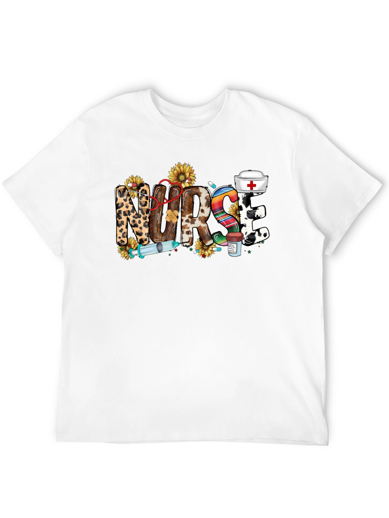 Nurse Themed Graphic Print Black T-Shirt