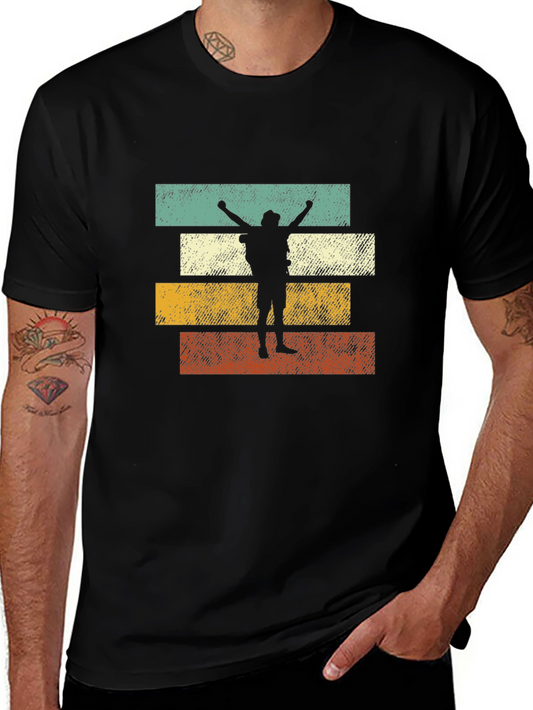 Retro Hiker Silhouette Graphic Tee - Vintage Style Comfort
