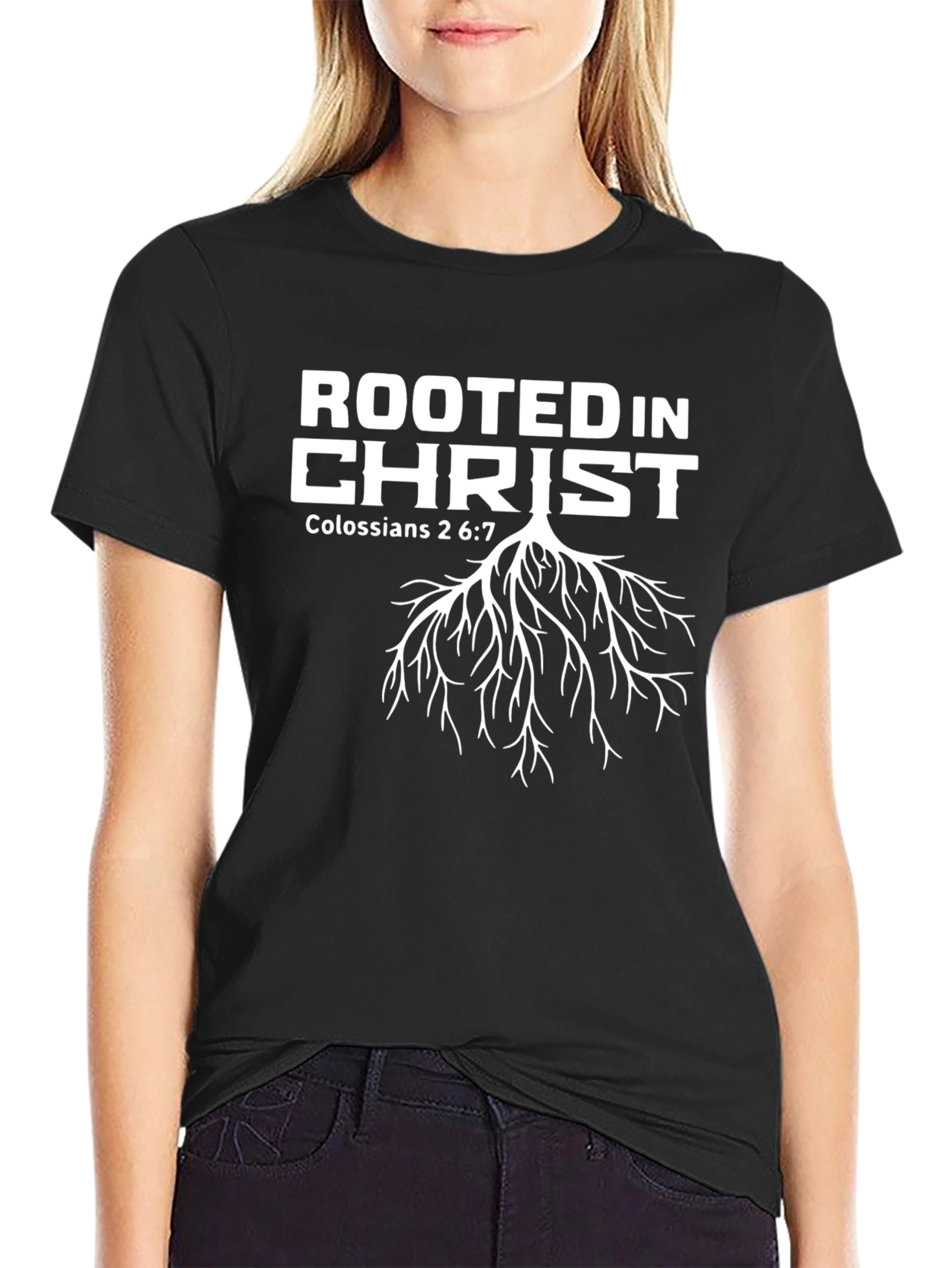 Rooted In Christ Black Christian T-Shirt