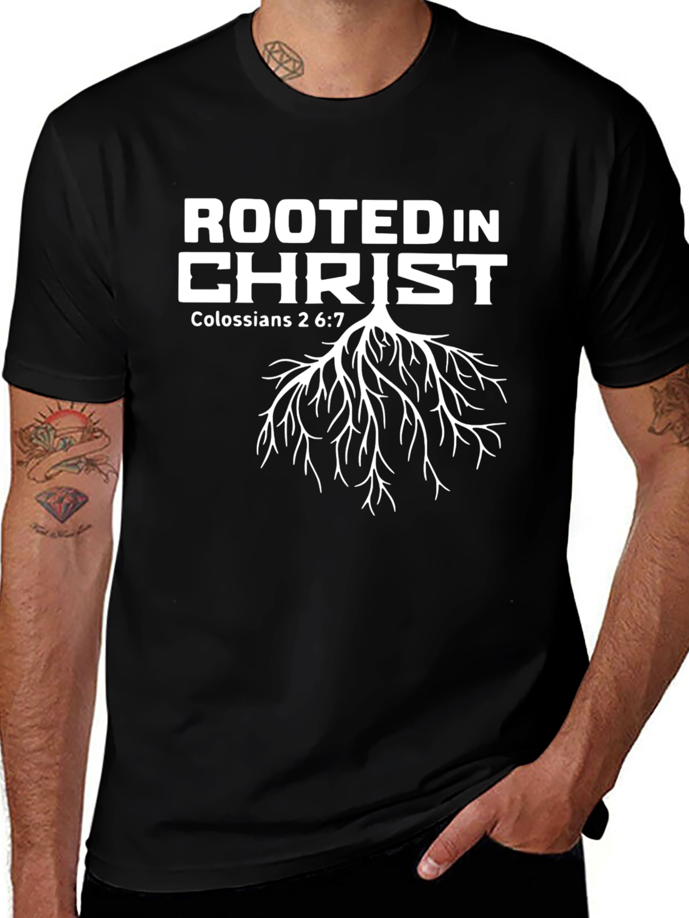 Rooted In Christ Black Christian T-Shirt