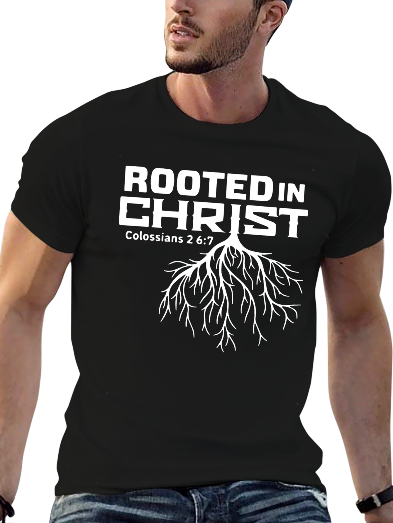 Rooted In Christ Black Christian T-Shirt