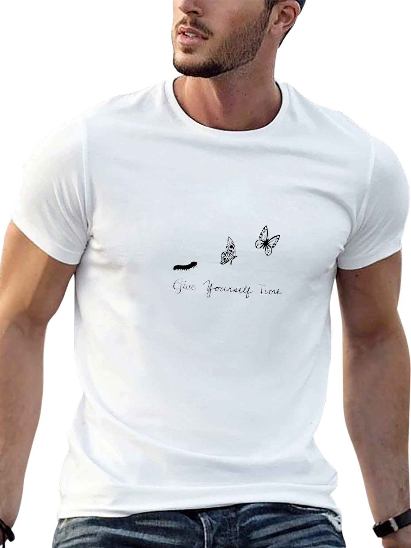 Black Give Yourself Time Butterfly Graphic Tee