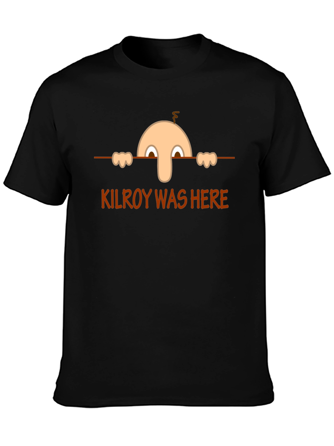 Kilroy Was Here Black T-Shirt - Classic Cartoon