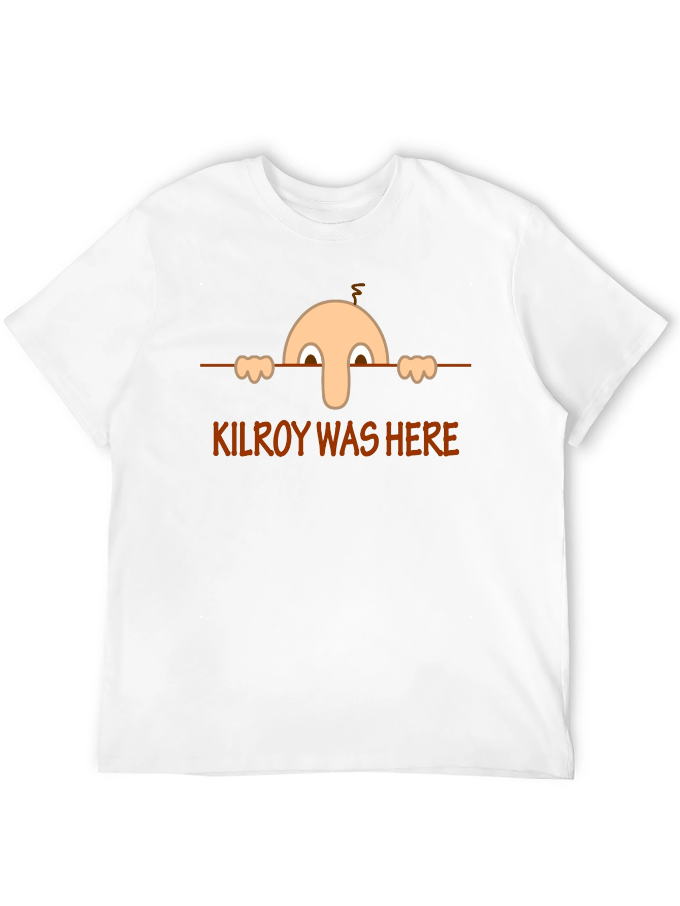 Kilroy Was Here Black T-Shirt - Classic Cartoon