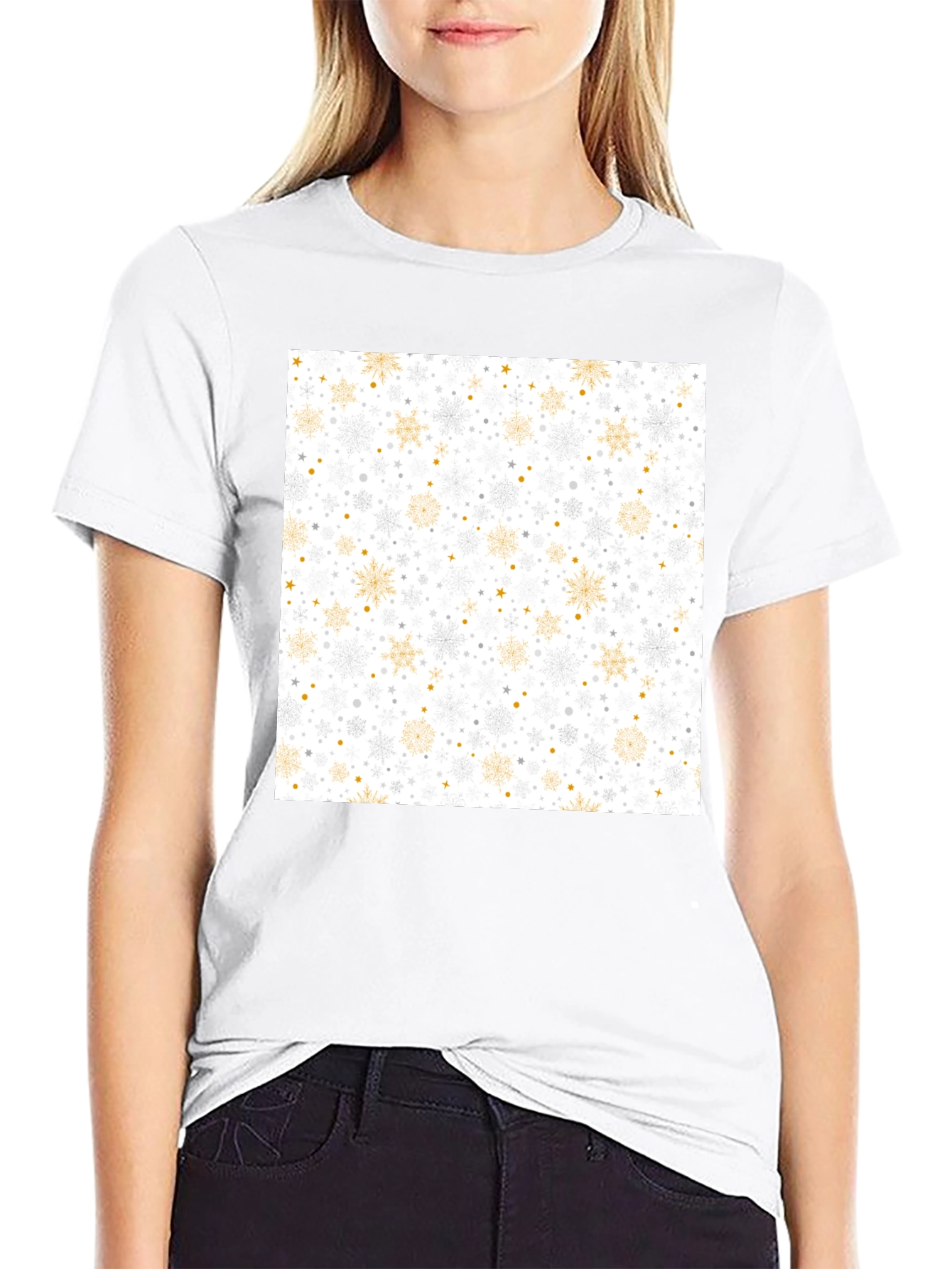 Festive Snowflake Pattern Tee - Holiday Style
