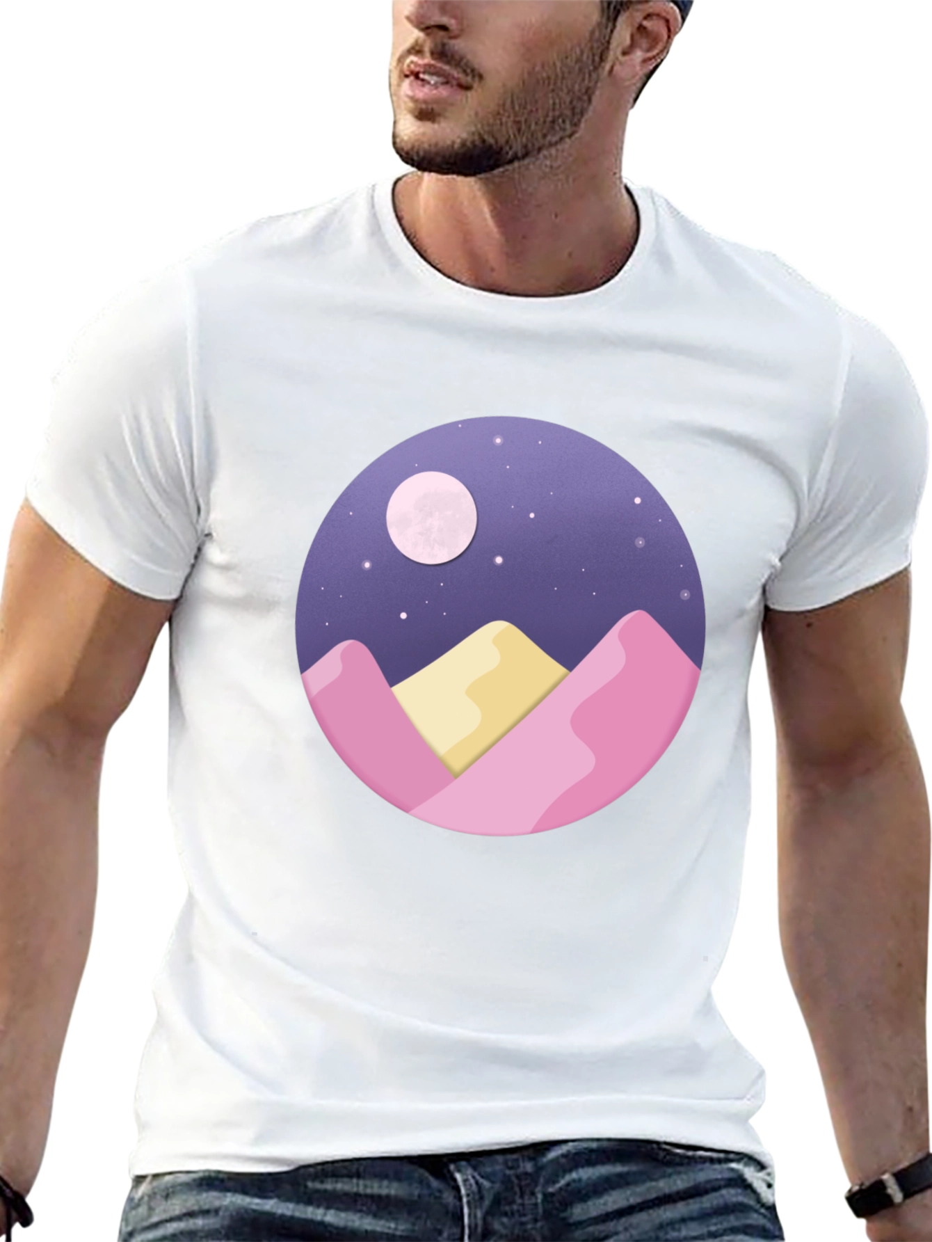 Moonlit Mountain Graphic Tee - Black