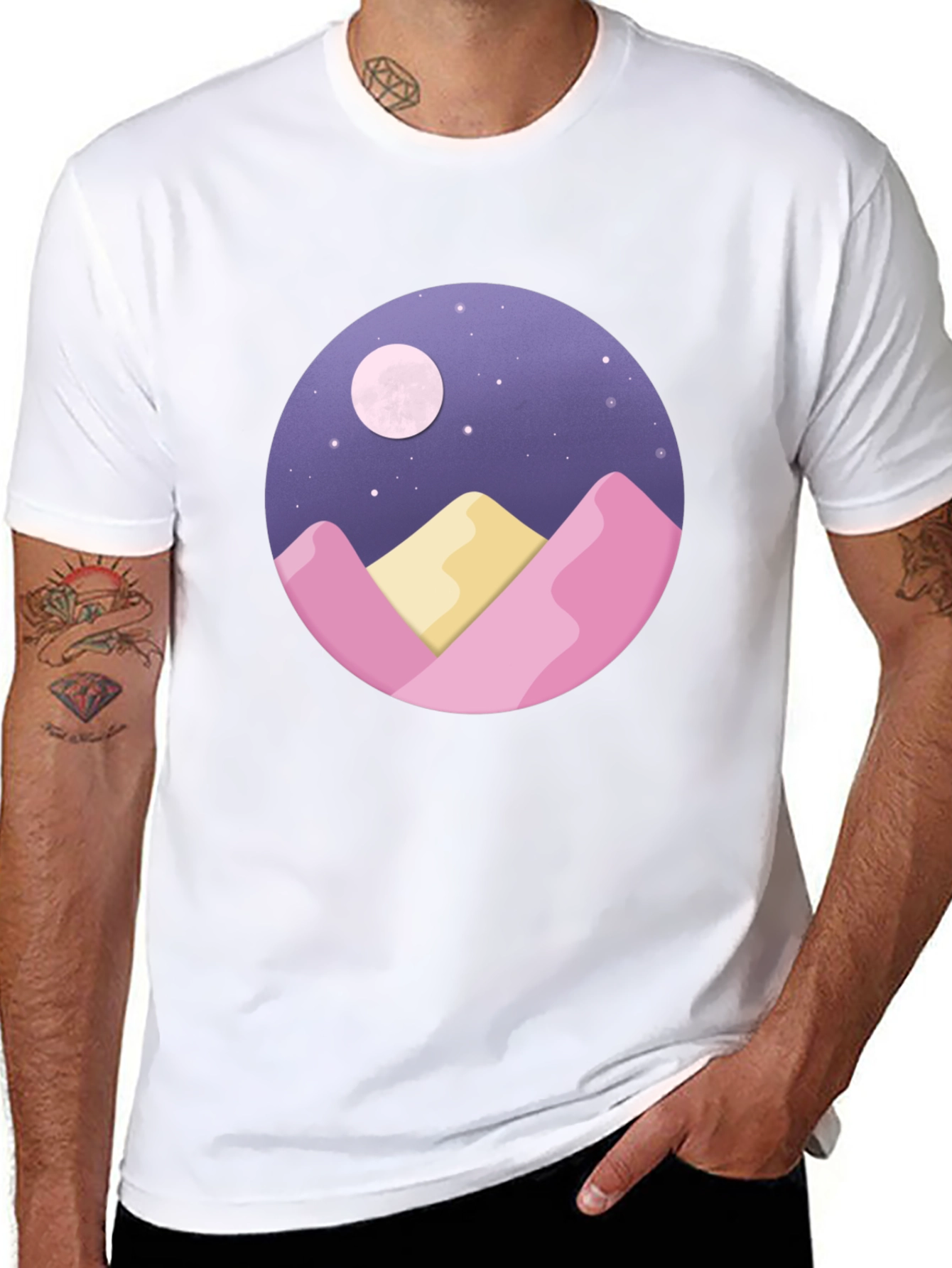 Moonlit Mountain Graphic Tee - Black