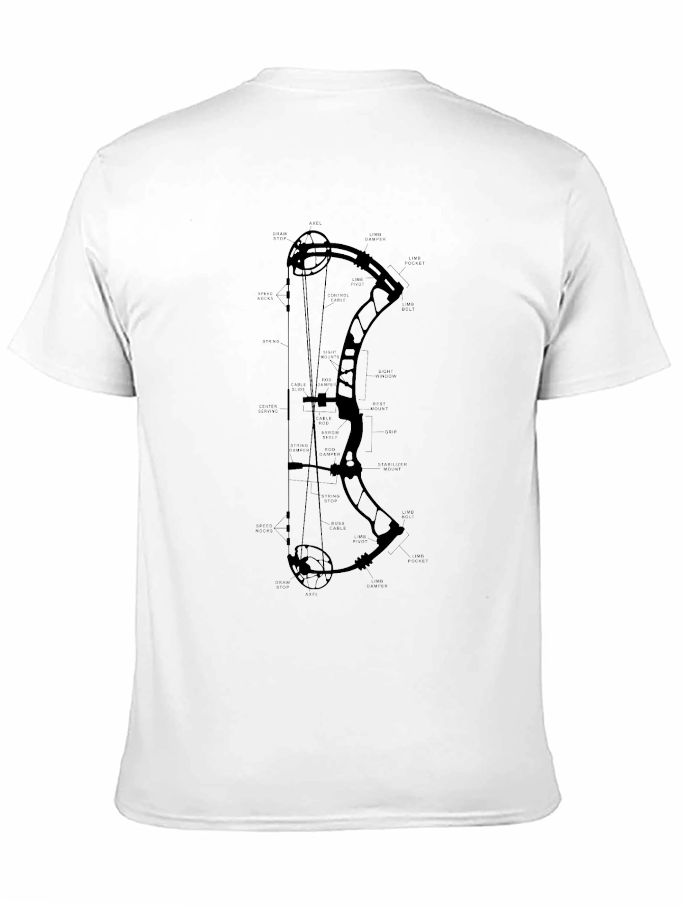 Archery Bow Diagram Black T-Shirt