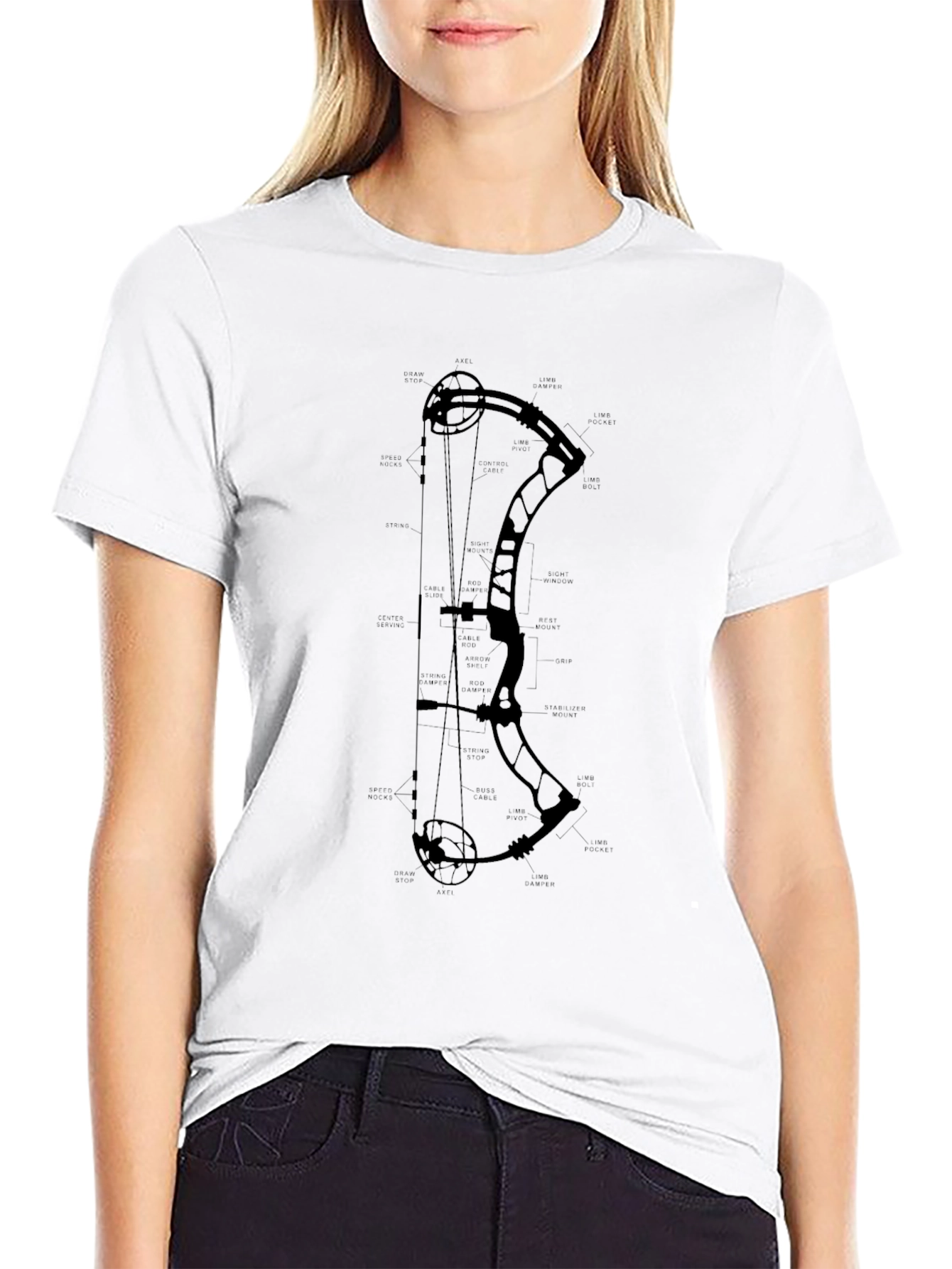 Archery Bow Diagram Black T-Shirt