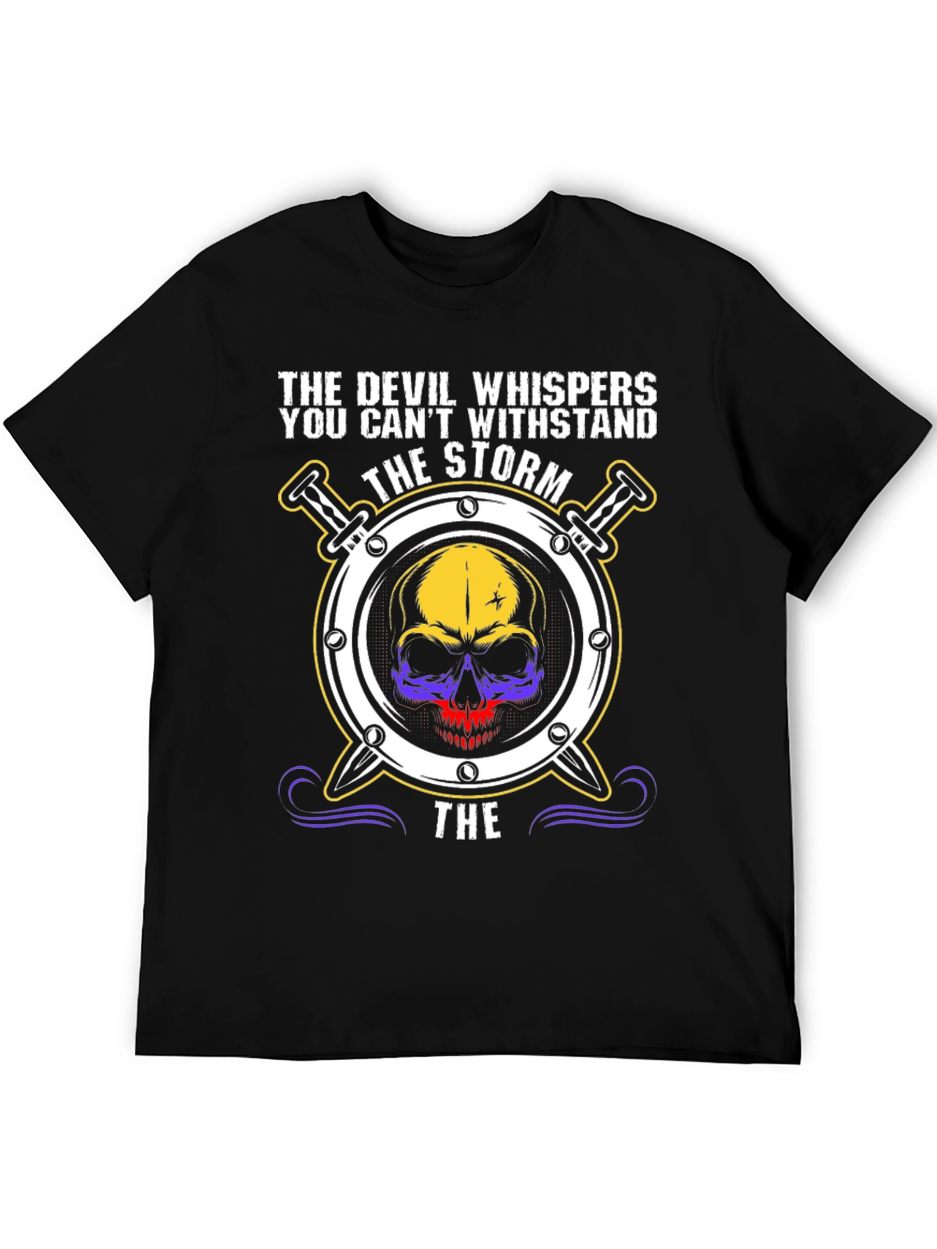 The Devil Whispers T-Shirt: Storm Skull Design