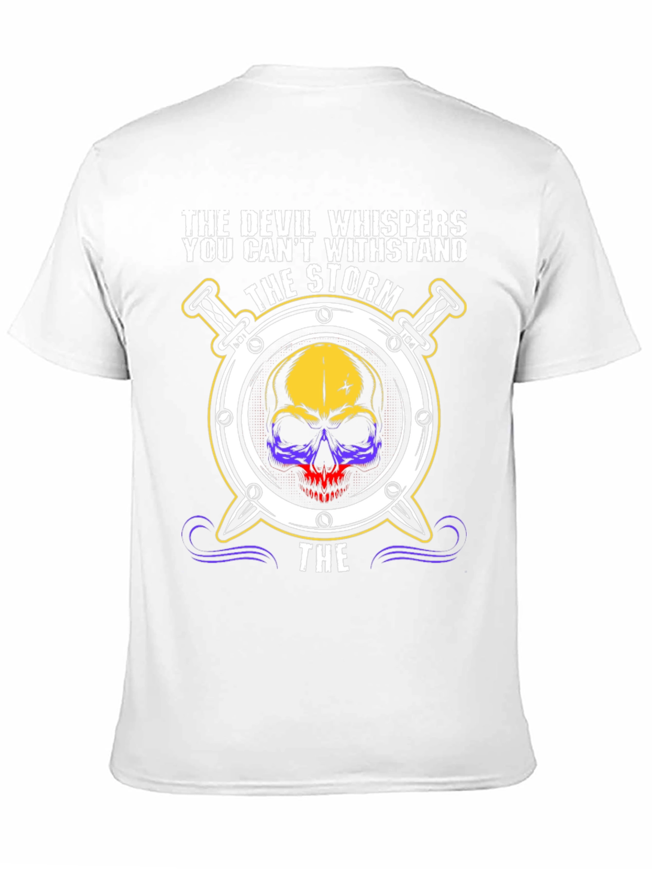 The Devil Whispers T-Shirt: Storm Skull Design