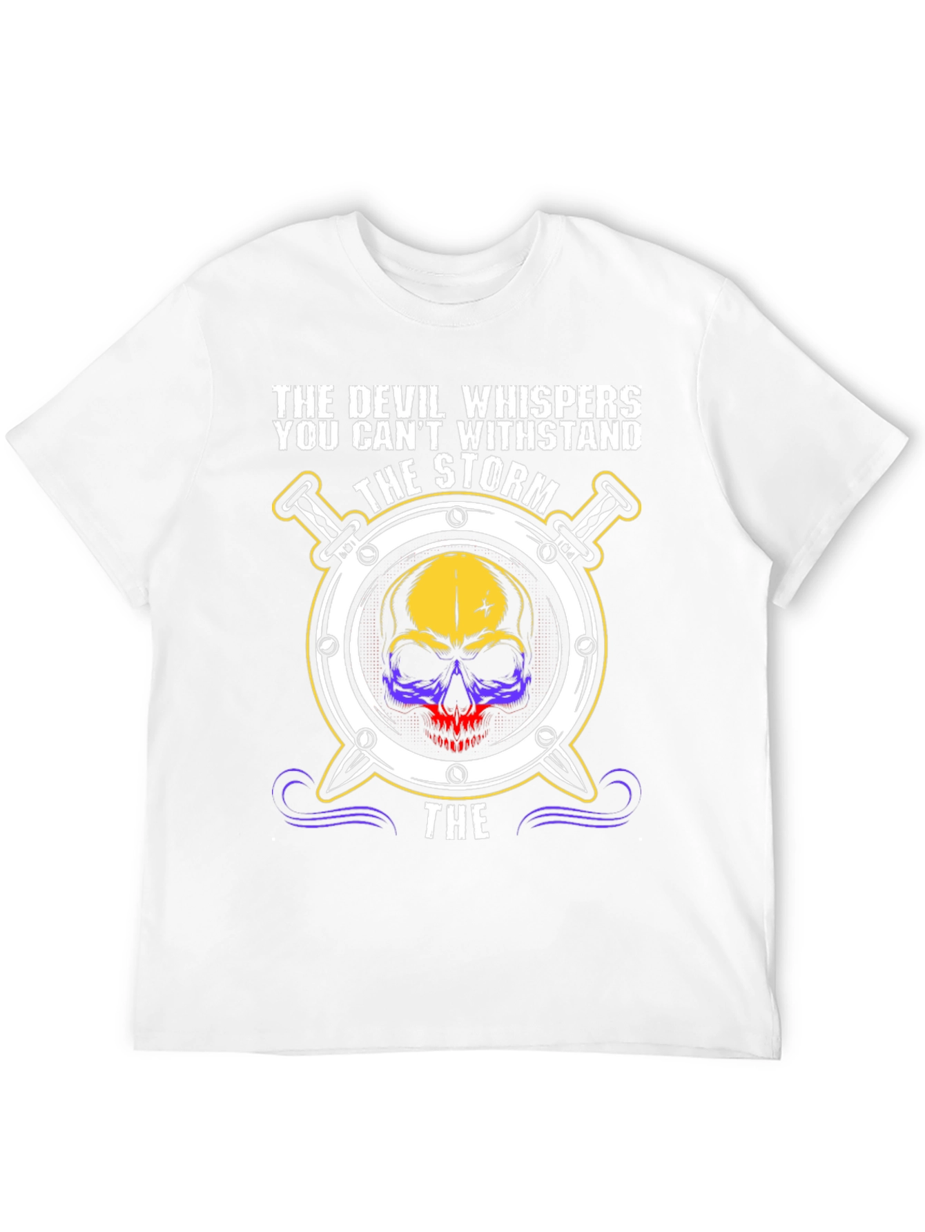 The Devil Whispers T-Shirt: Storm Skull Design