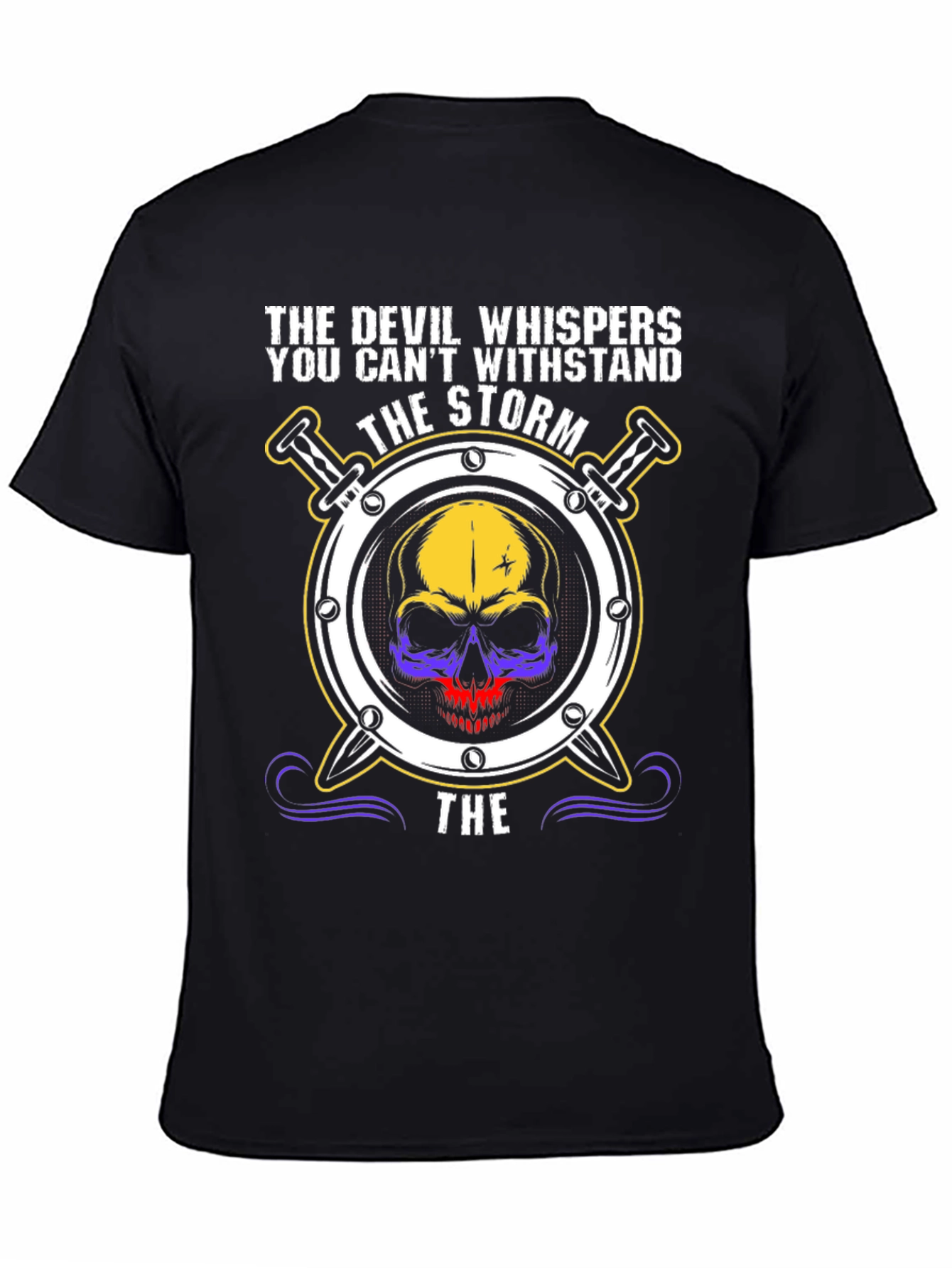 The Devil Whispers T-Shirt: Storm Skull Design