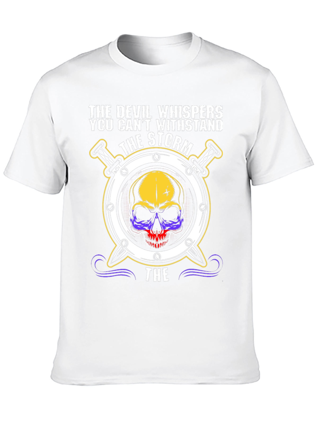 The Devil Whispers T-Shirt: Storm Skull Design