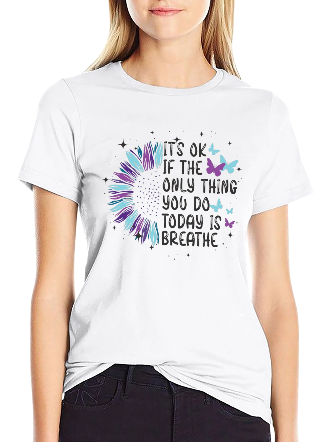 Its Ok to Breathe T-Shirt: Sunflower Graphic Tee