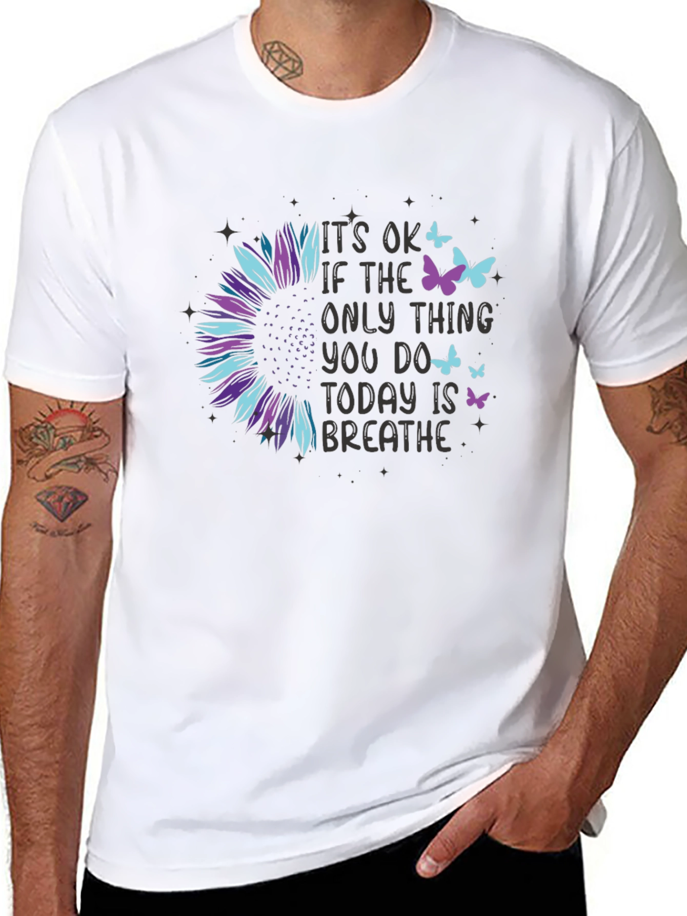 Its Ok to Breathe T-Shirt: Sunflower Graphic Tee