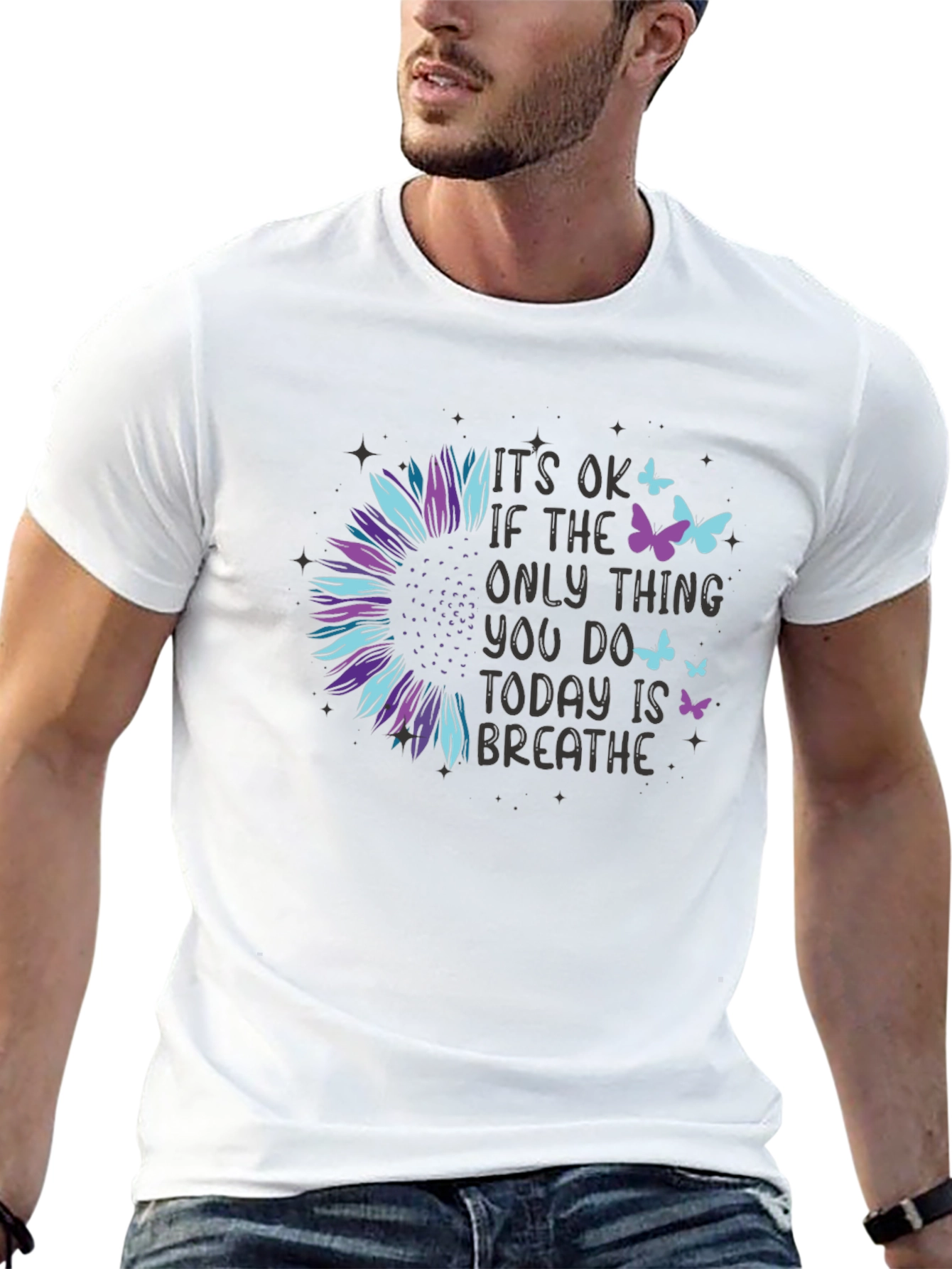 Its Ok to Breathe T-Shirt: Sunflower Graphic Tee