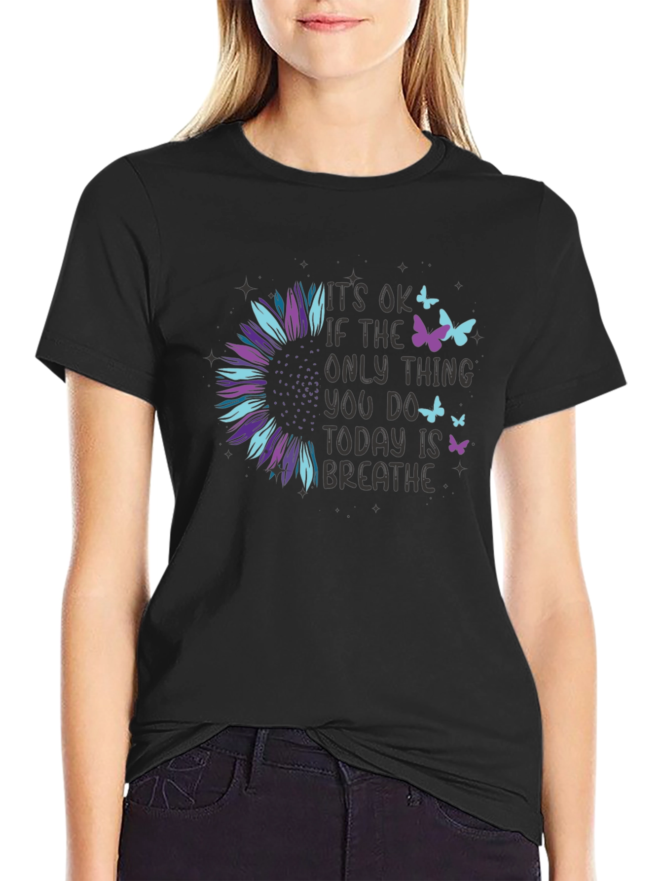 Its Ok to Breathe T-Shirt: Sunflower Graphic Tee
