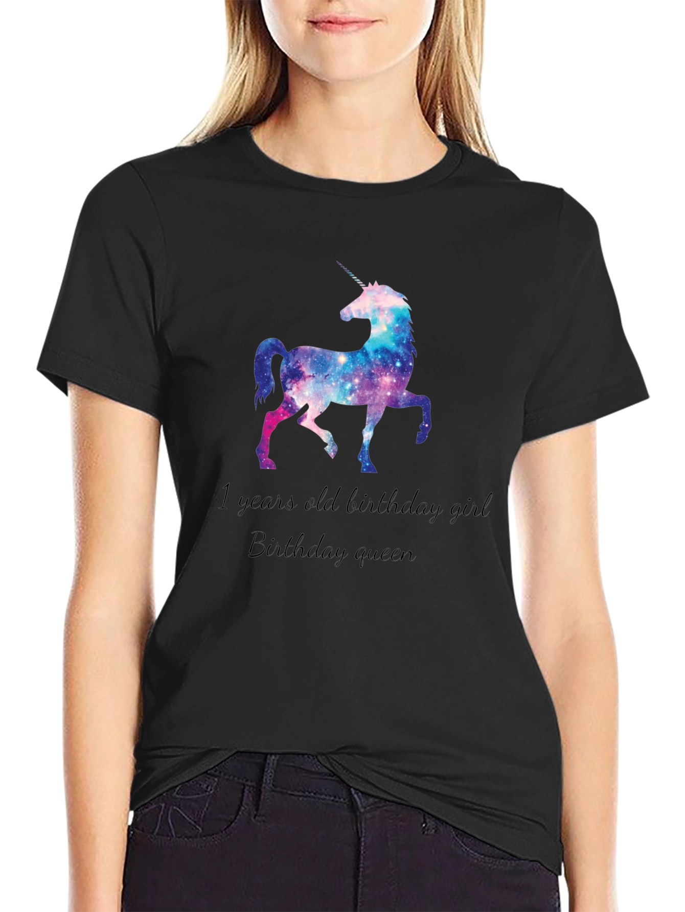 Unicorn Galaxy Birthday Girl Tee