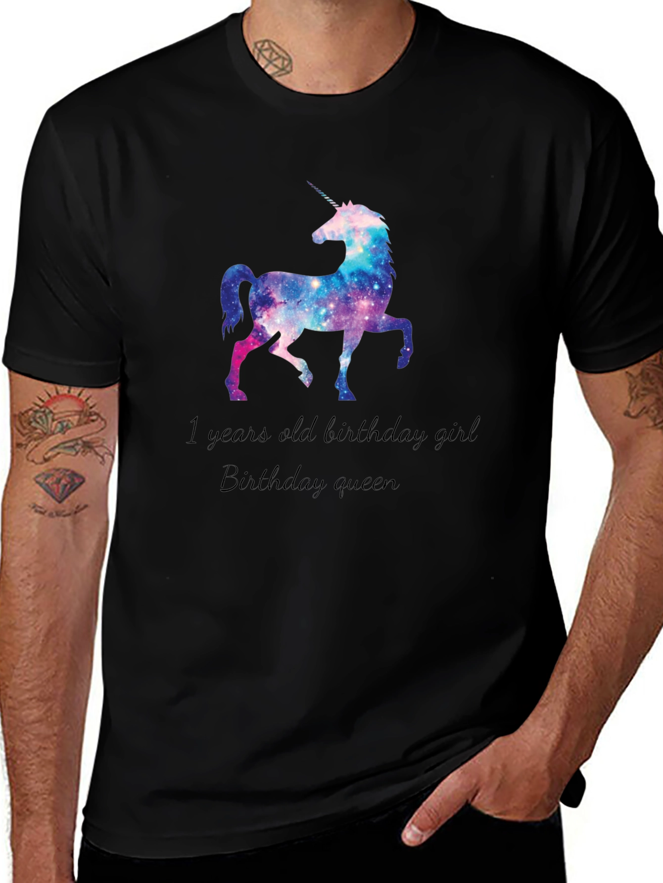 Unicorn Galaxy Birthday Girl Tee