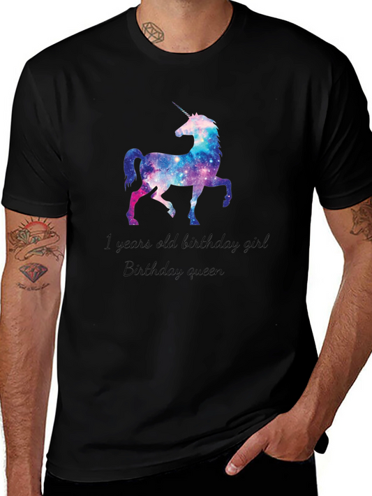 Unicorn Galaxy Birthday Girl Tee