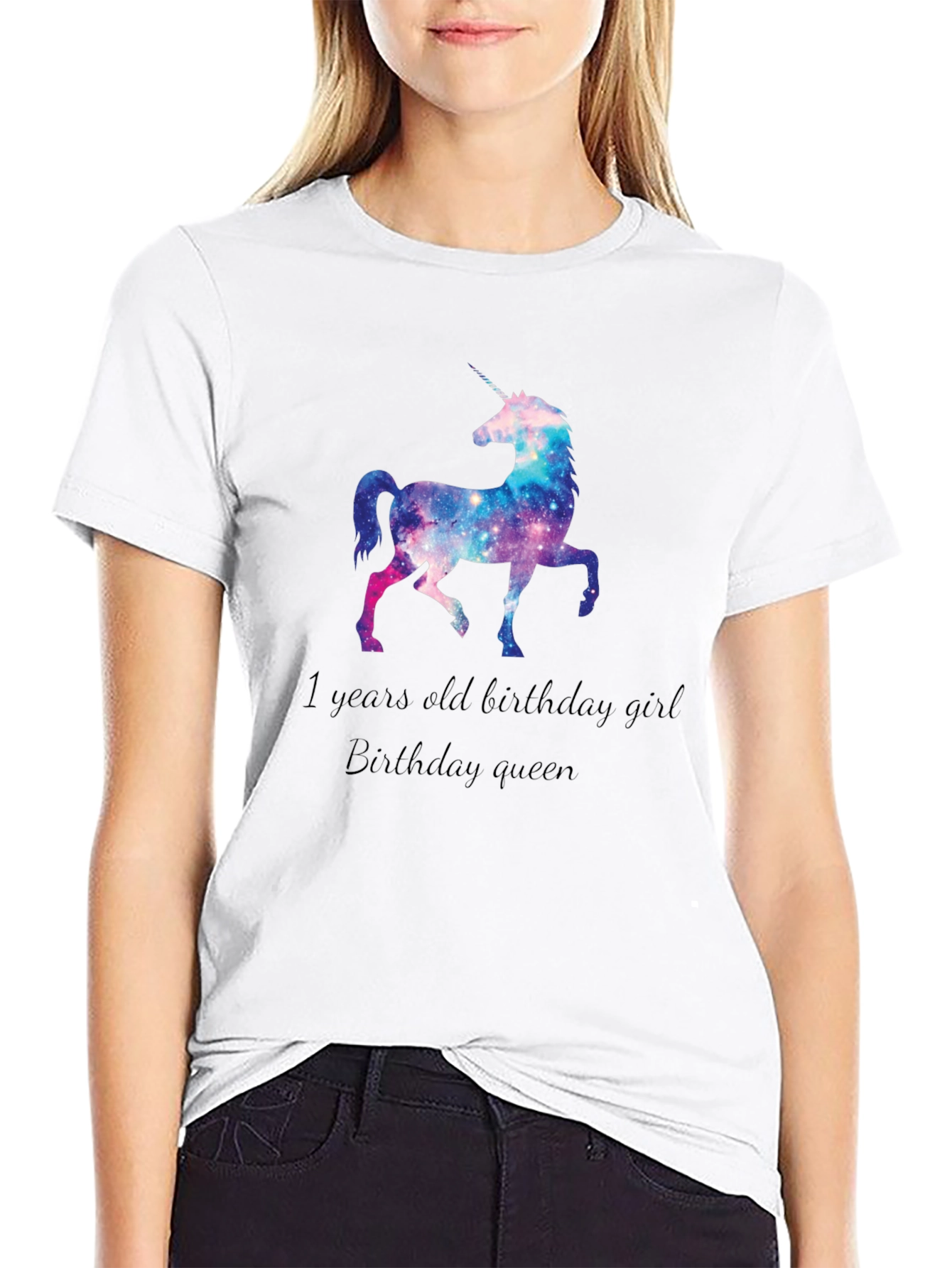 Unicorn Galaxy Birthday Girl Tee