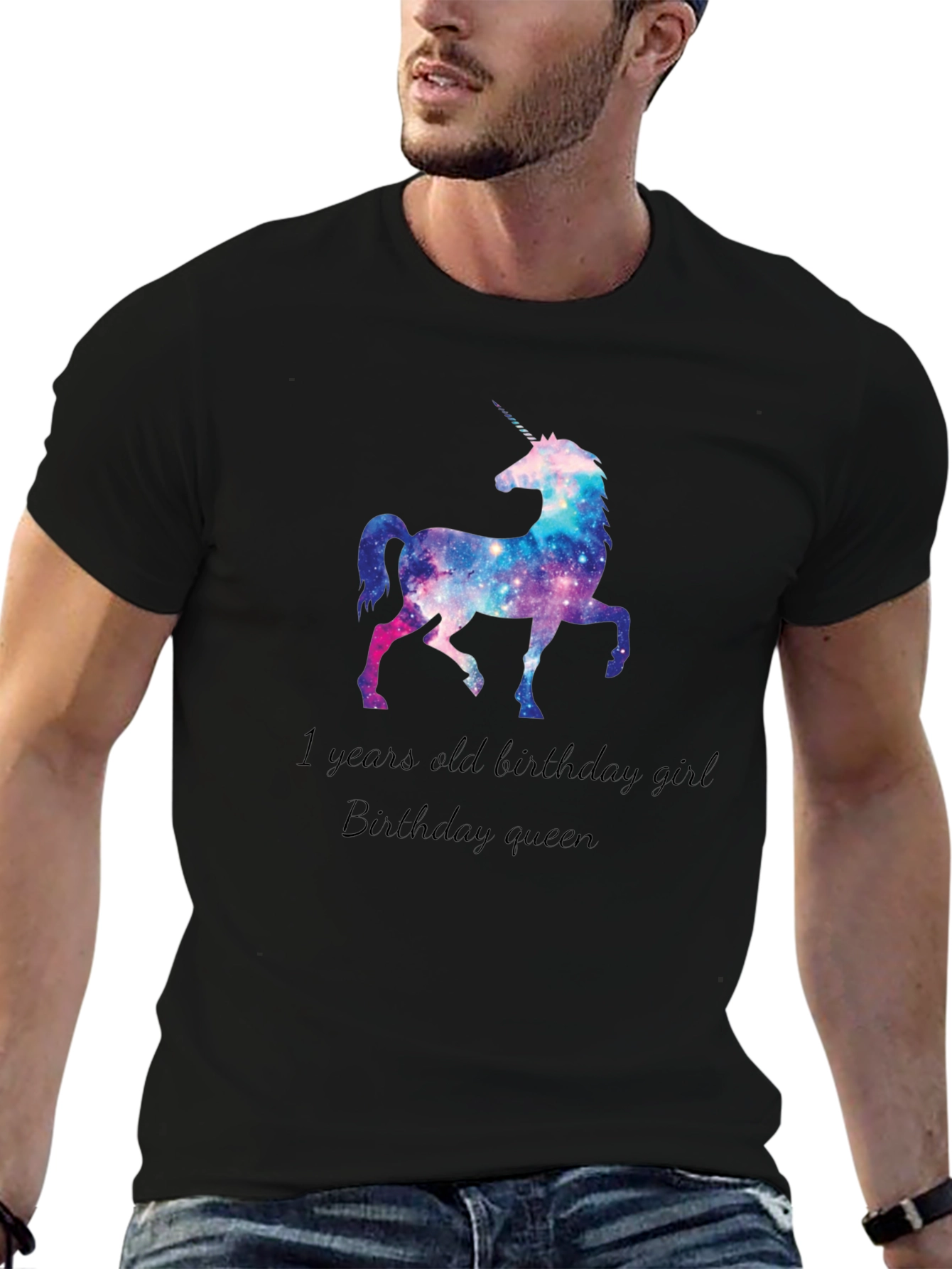 Unicorn Galaxy Birthday Girl Tee