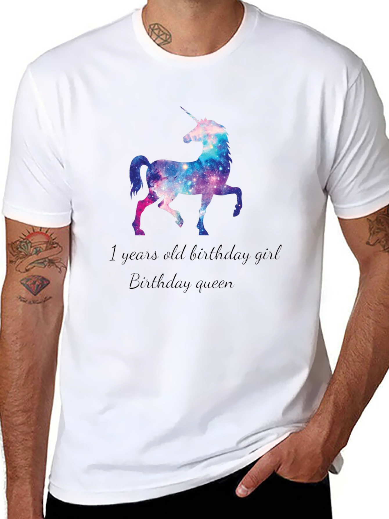 Unicorn Galaxy Birthday Girl Tee