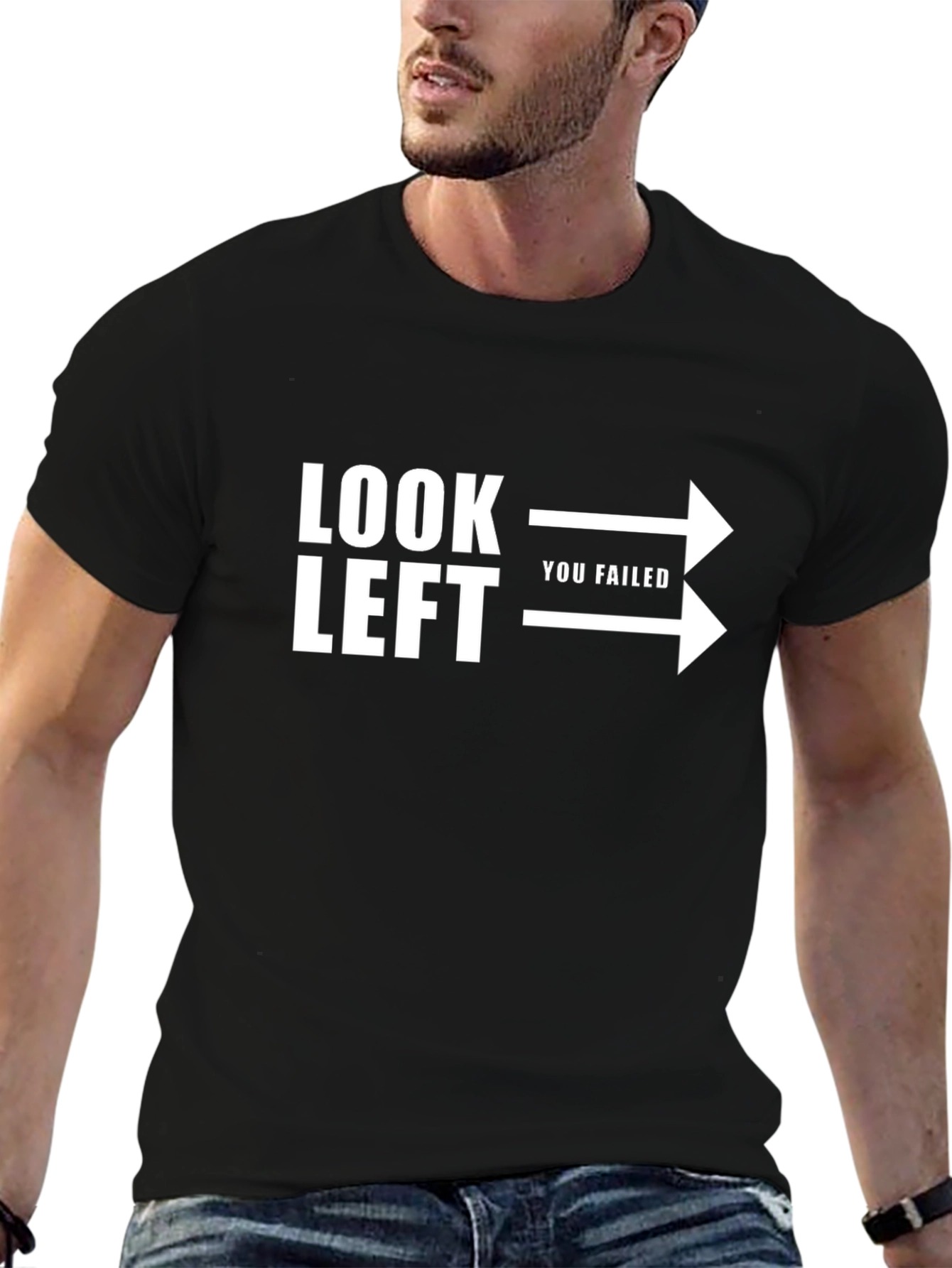 Look Left You Failed Graphic Tee - Black