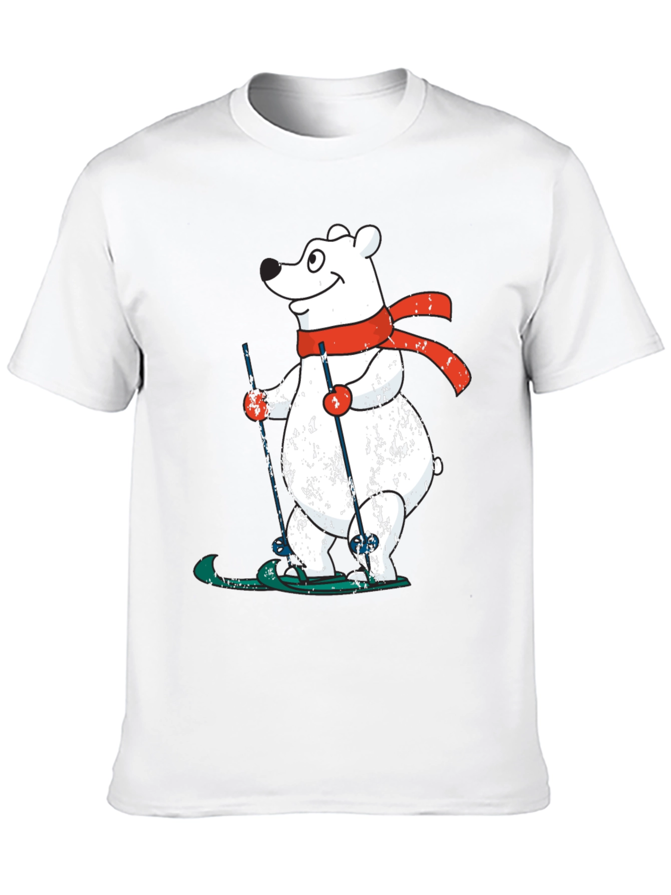Skiing Polar Bear Graphic Tee - Fun Winter Shirt