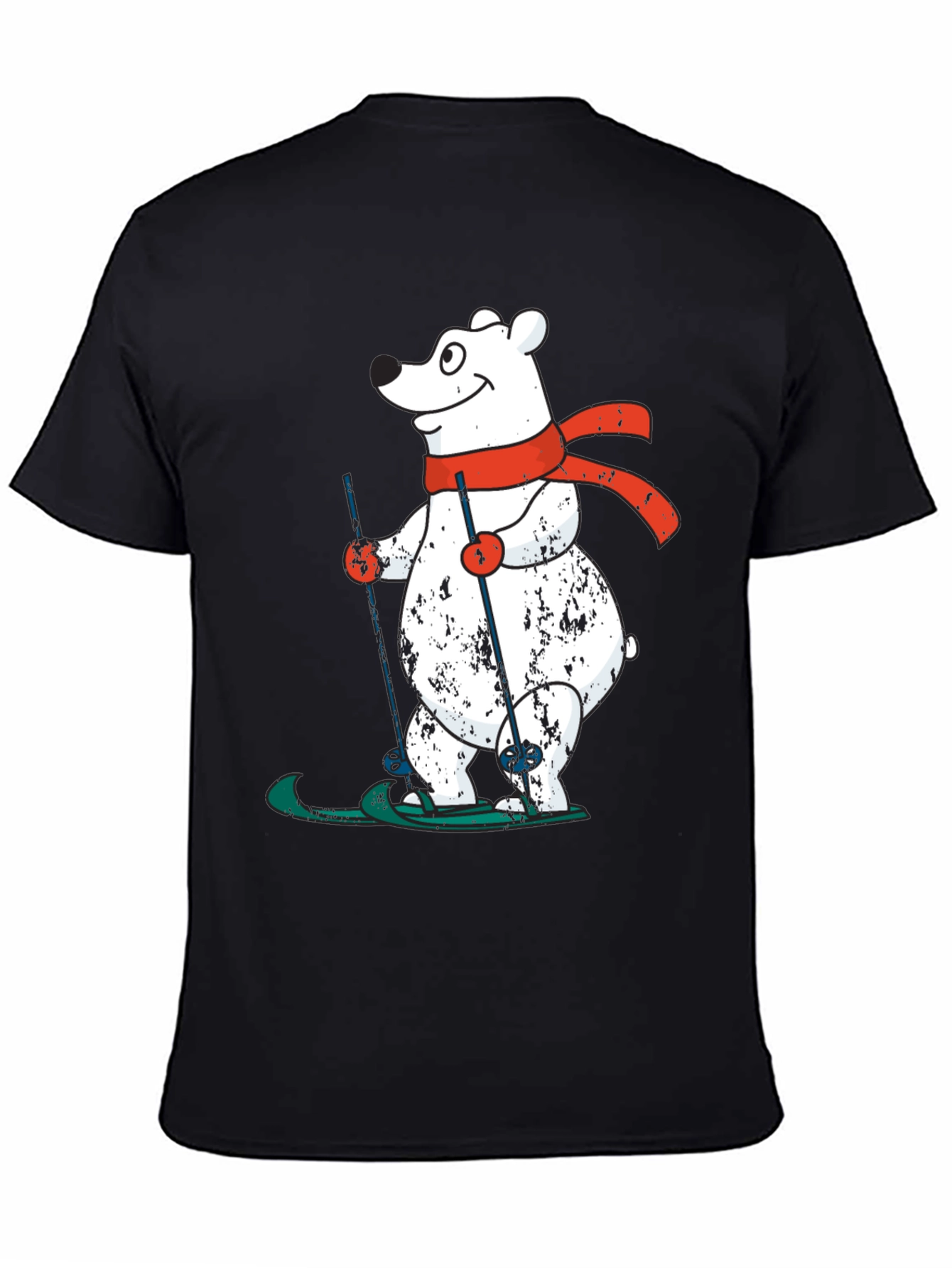 Skiing Polar Bear Graphic Tee - Fun Winter Shirt