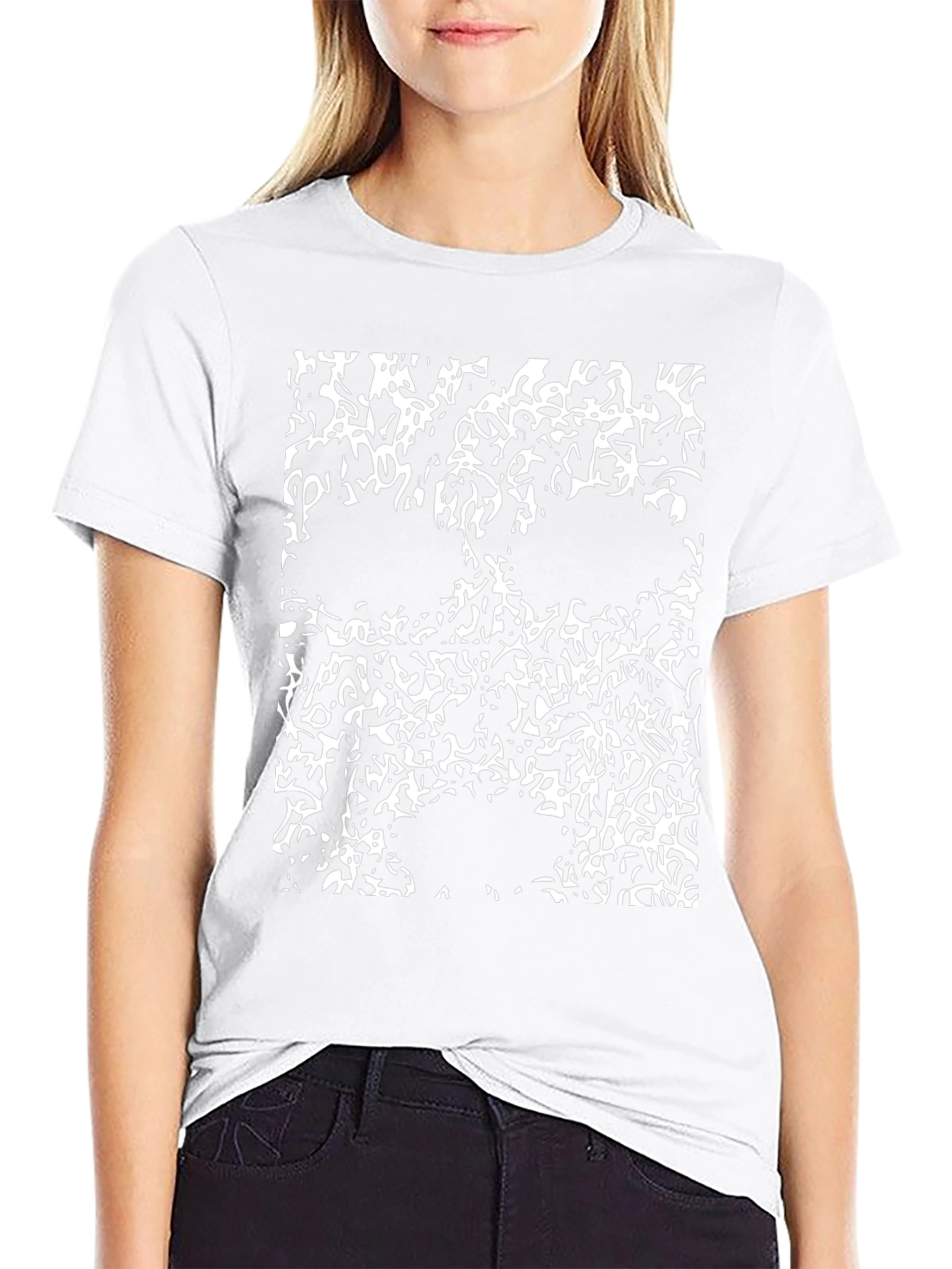 Abstract Skull Graphic Tee - Black Cotton T-Shirt